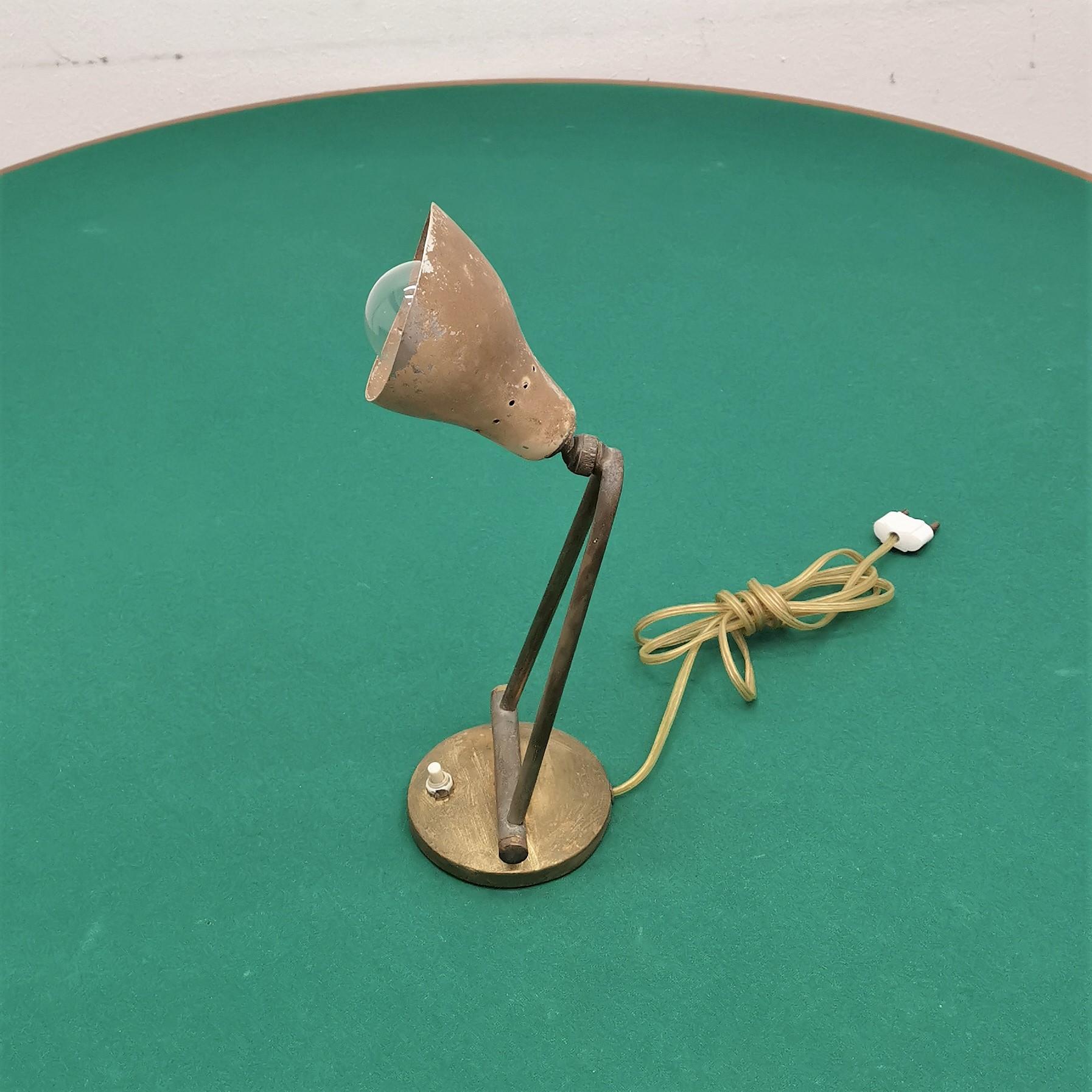 Lampe de bureau réglable Stilnovo en laiton du milieu du siècle dernier, années 50, Italie en vente 8