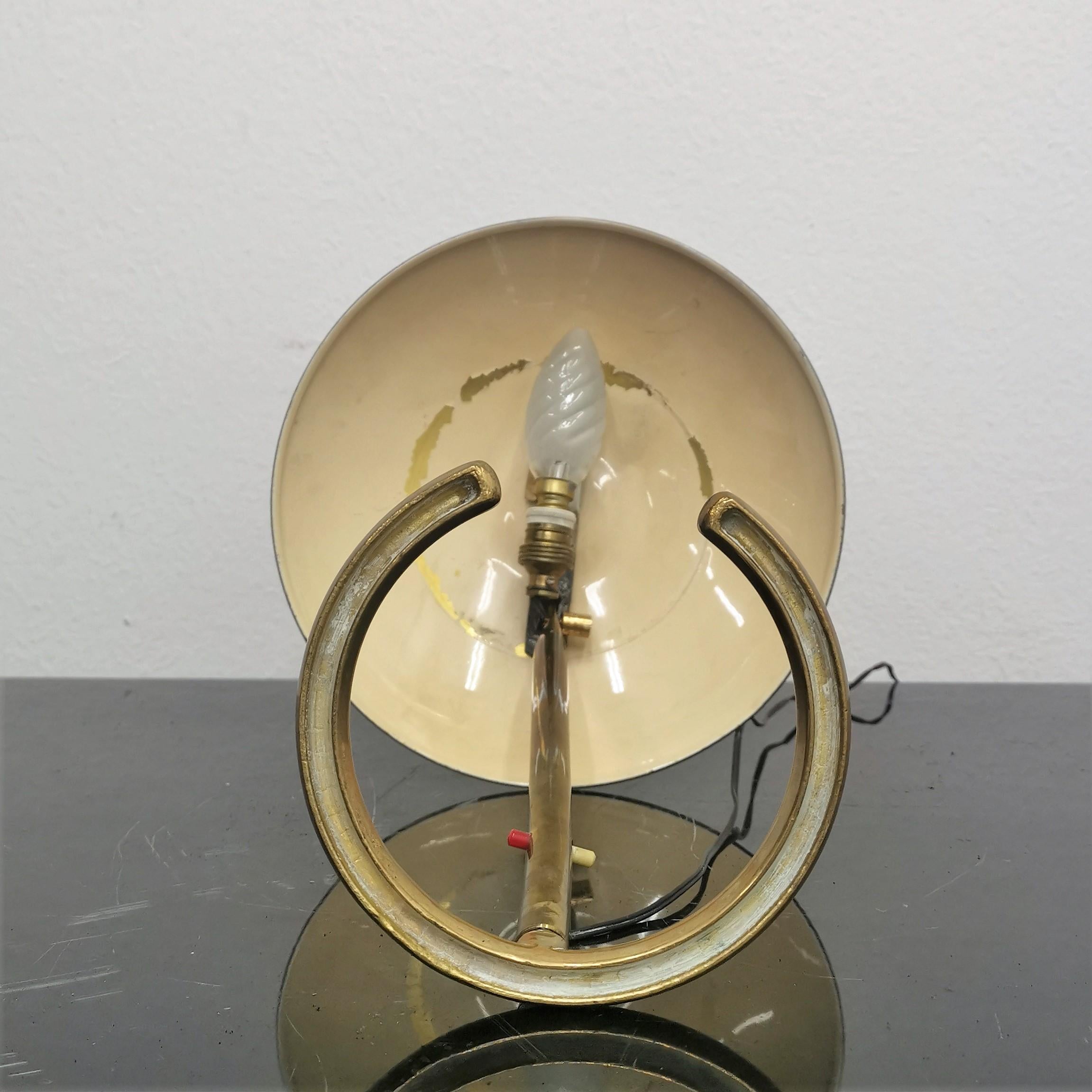 Mid-Century Stilnovo Adjustable Brass Table Lamp, 50s, Italy In Good Condition In Palermo, IT