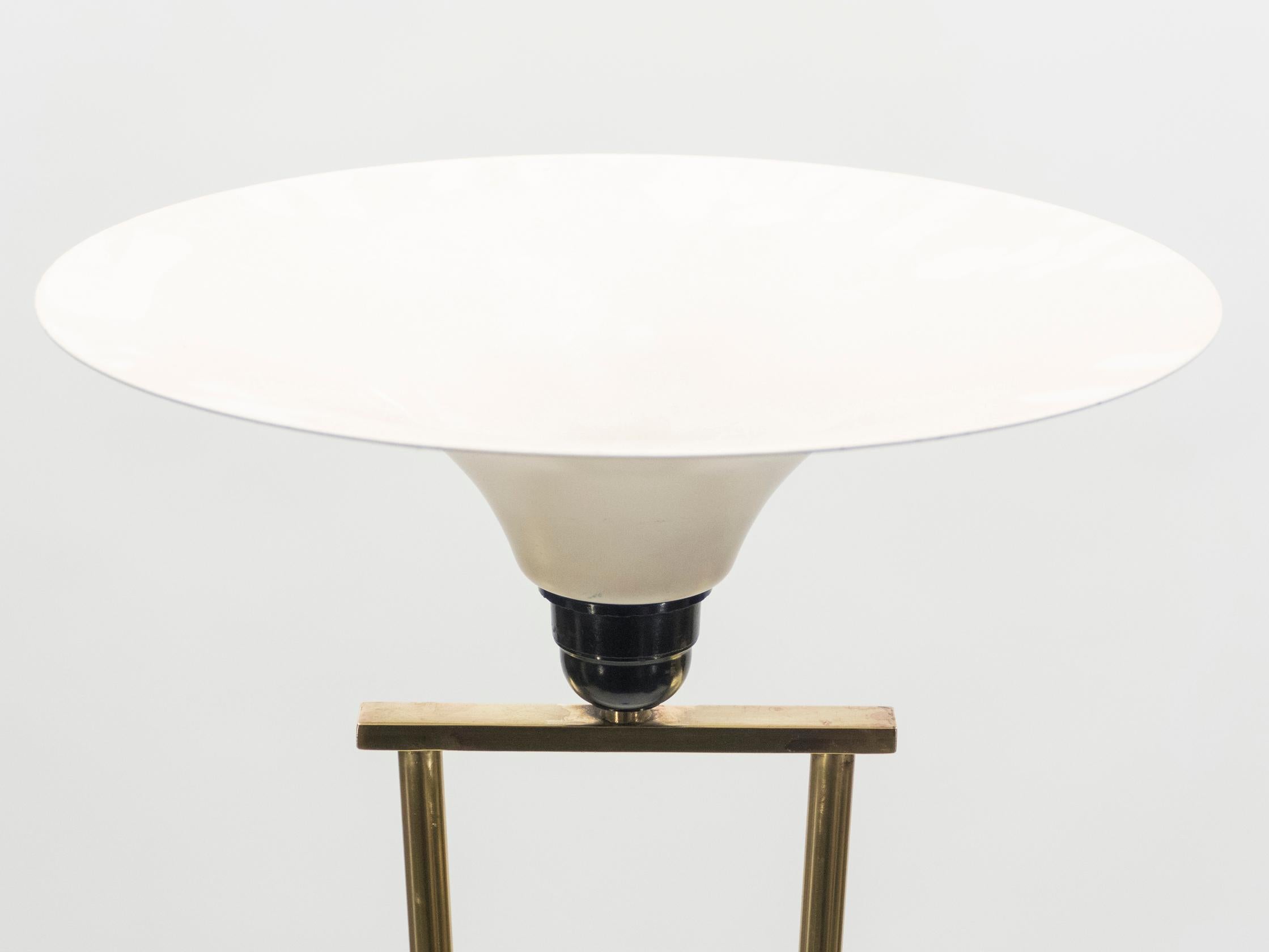 Italian Midcentury Stilnovo Attributed Brass and Opaline Floor Lamp, 1960s