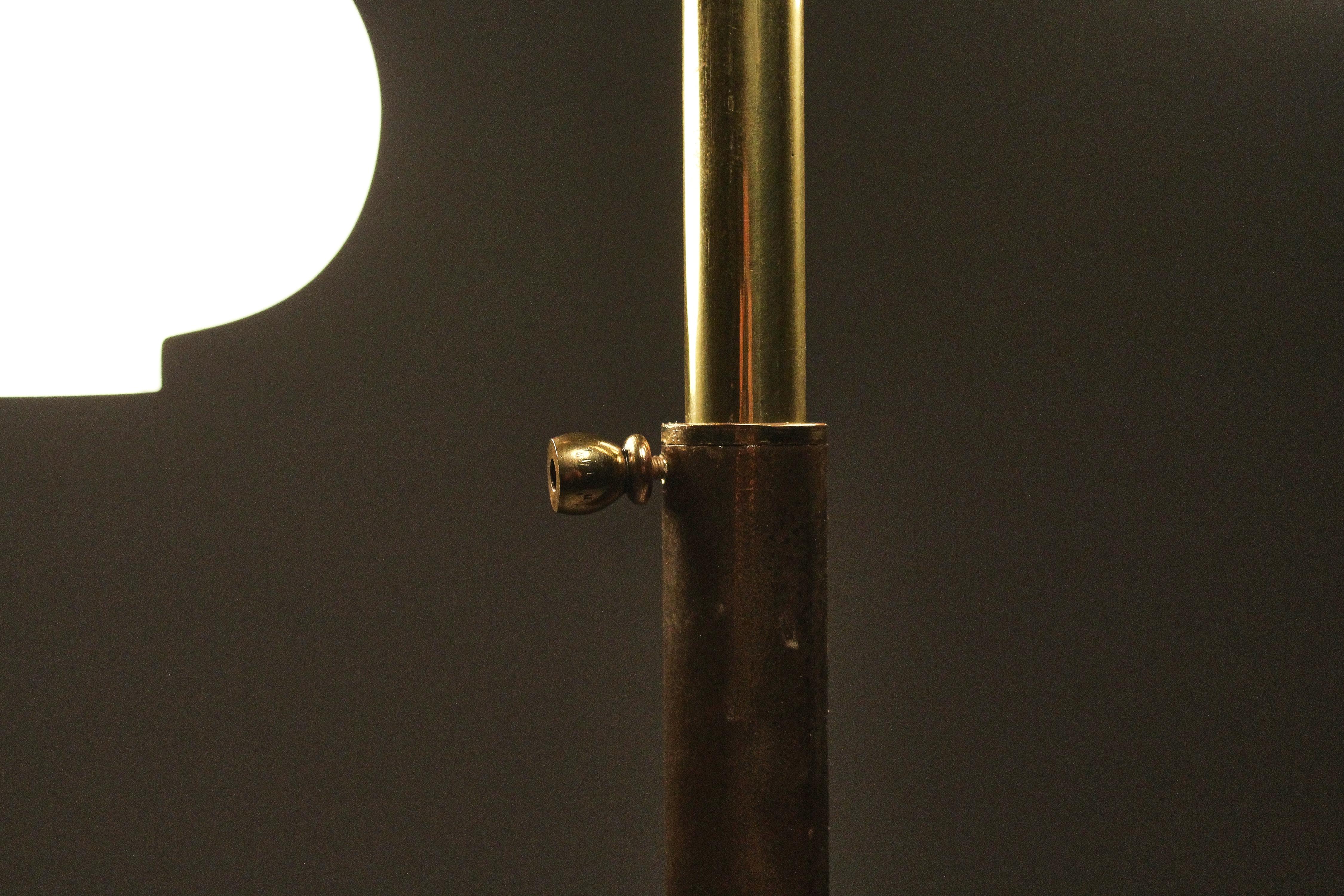 Mid-Century Stilnovo Brass and Satin Glass Floor Lamp, Italy 50s 10
