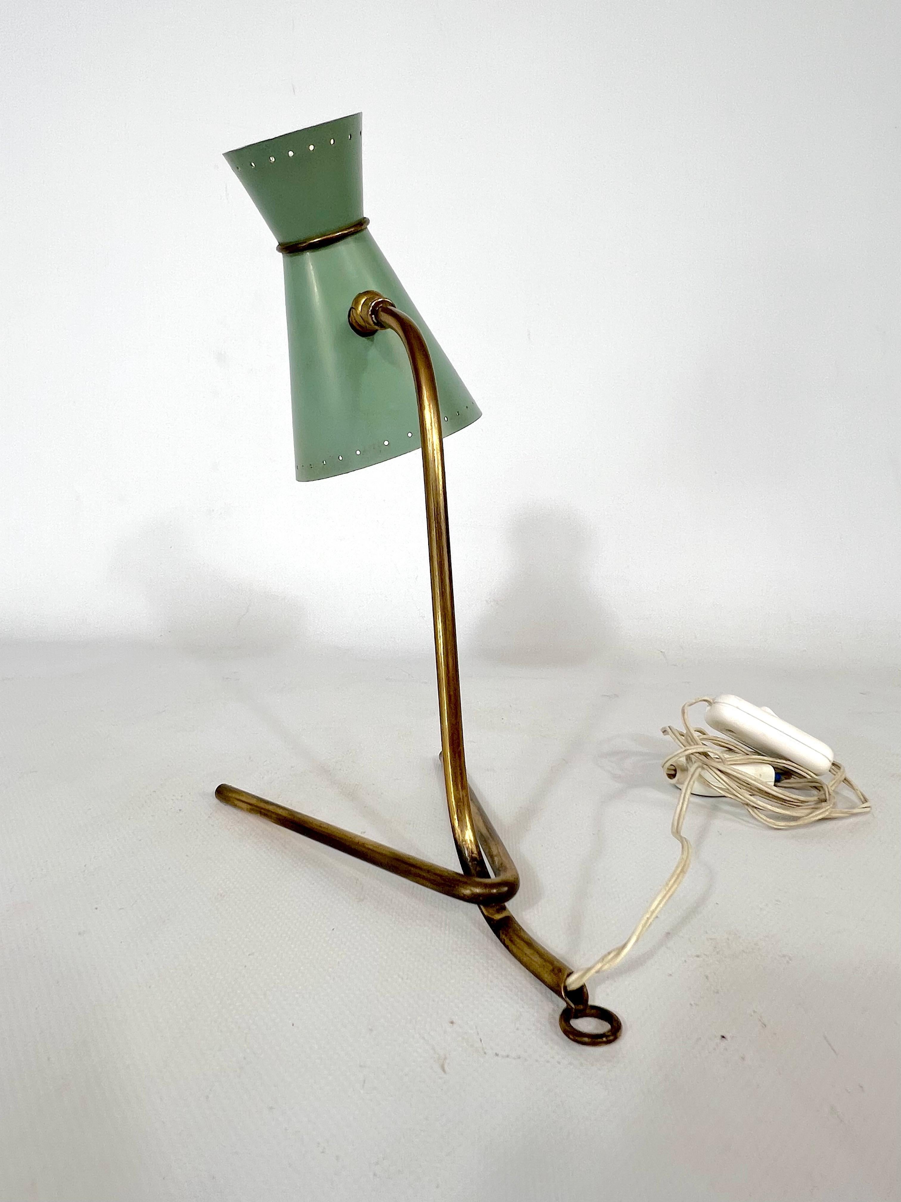 20th Century Mid-Century Stilnovo Brass Orientable Table or Wall Lamp from 50s For Sale