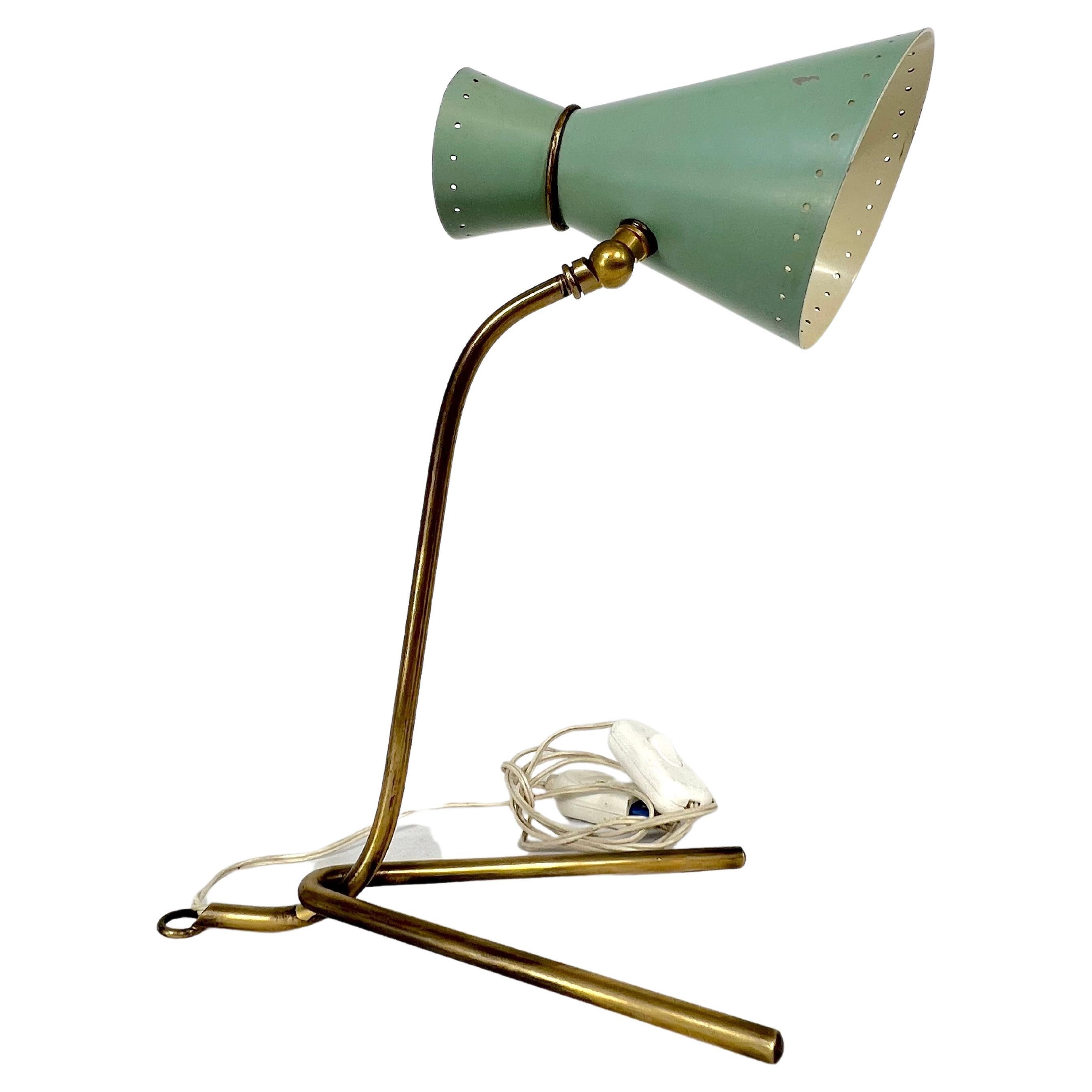 Mid-Century Stilnovo Brass Orientable Table or Wall Lamp from 50s For Sale
