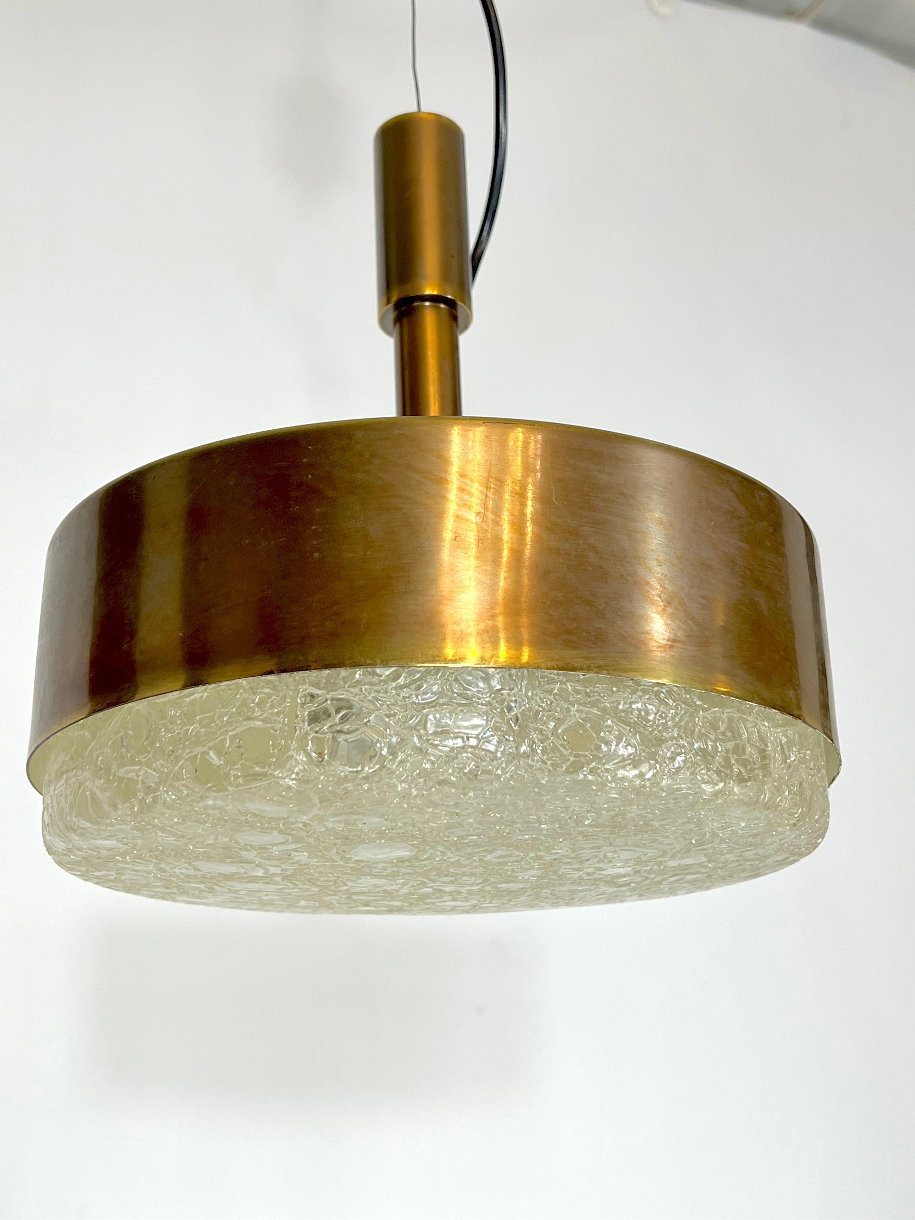 Mid-Century Stilnovo Brass Pendant Light from 50s For Sale 7