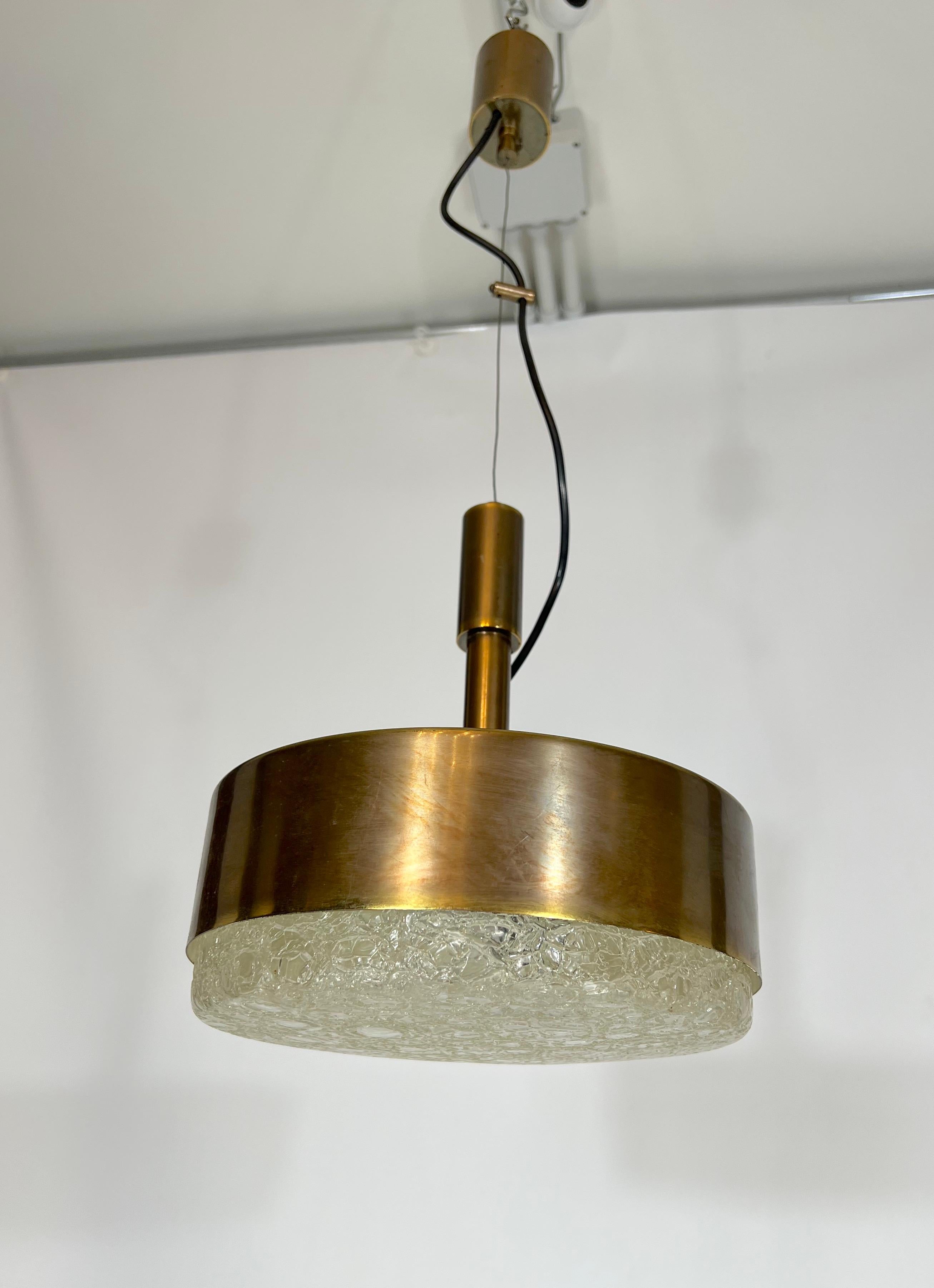 Mid-Century Stilnovo Brass Pendant Light from 50s For Sale 8