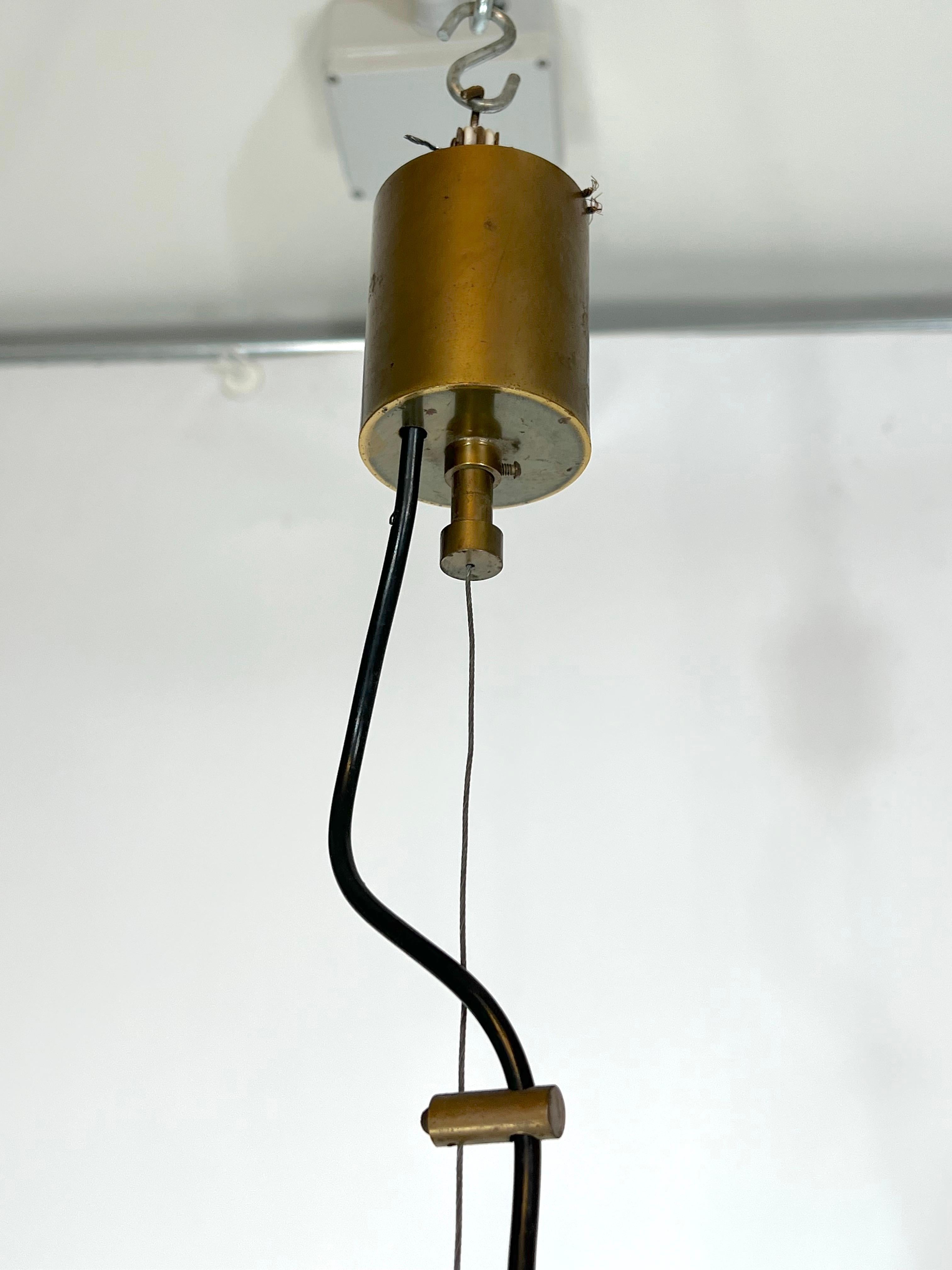 Mid-Century Stilnovo Brass Pendant Light from 50s For Sale 1