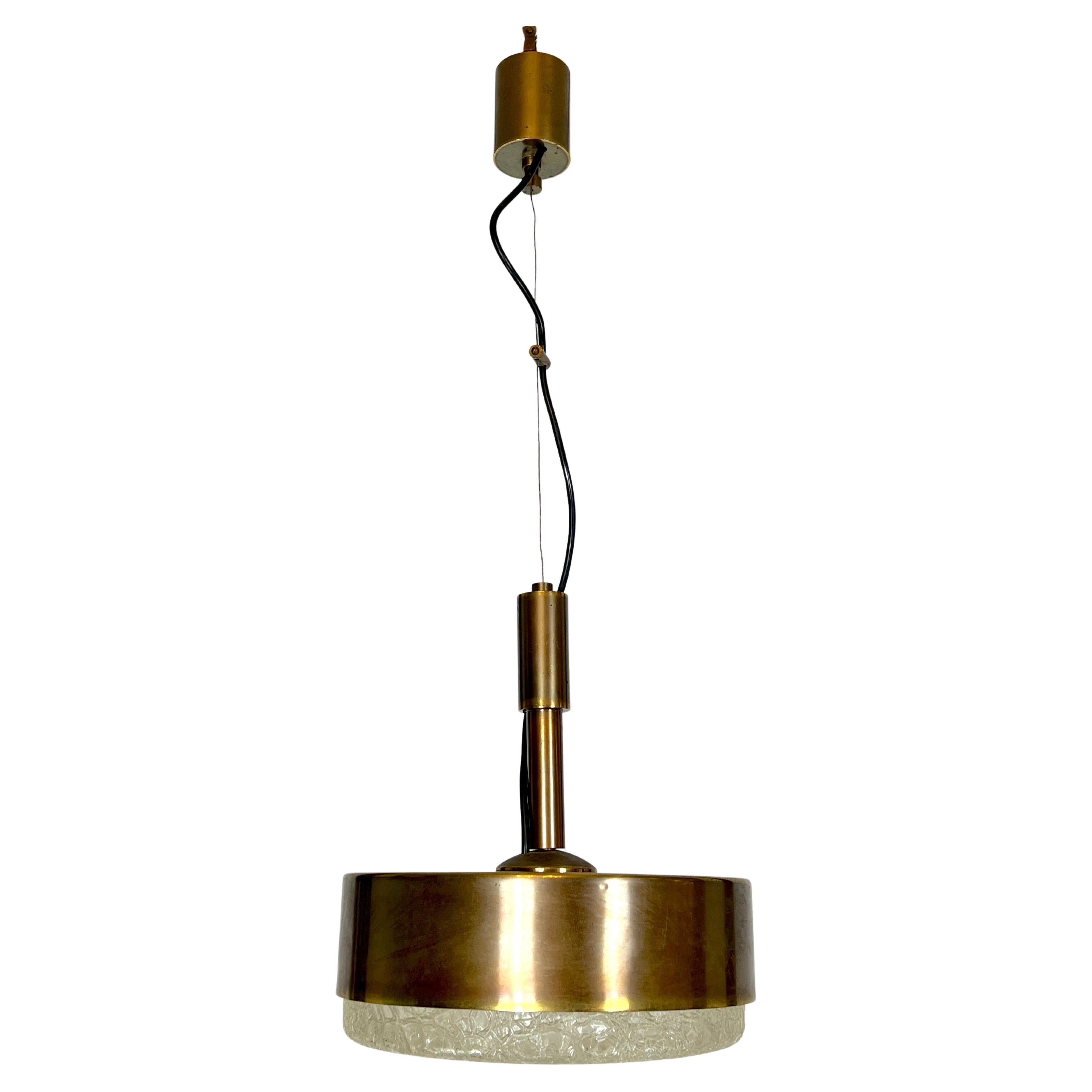 Mid-Century Stilnovo Brass Pendant Light from 50s For Sale