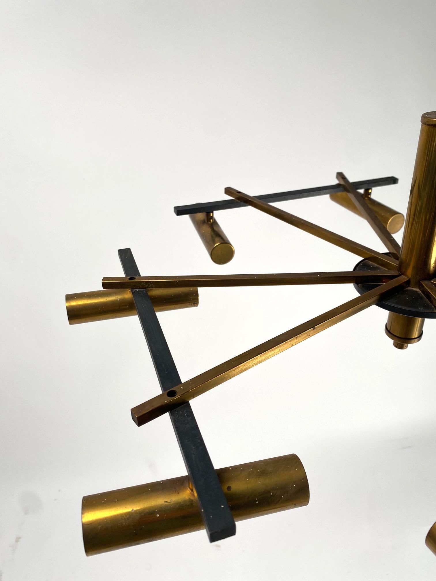 Mid-Century Modern Mid-Century Stilnovo Ceiling Light, Brass, Metal,  Italy 1950 For Sale