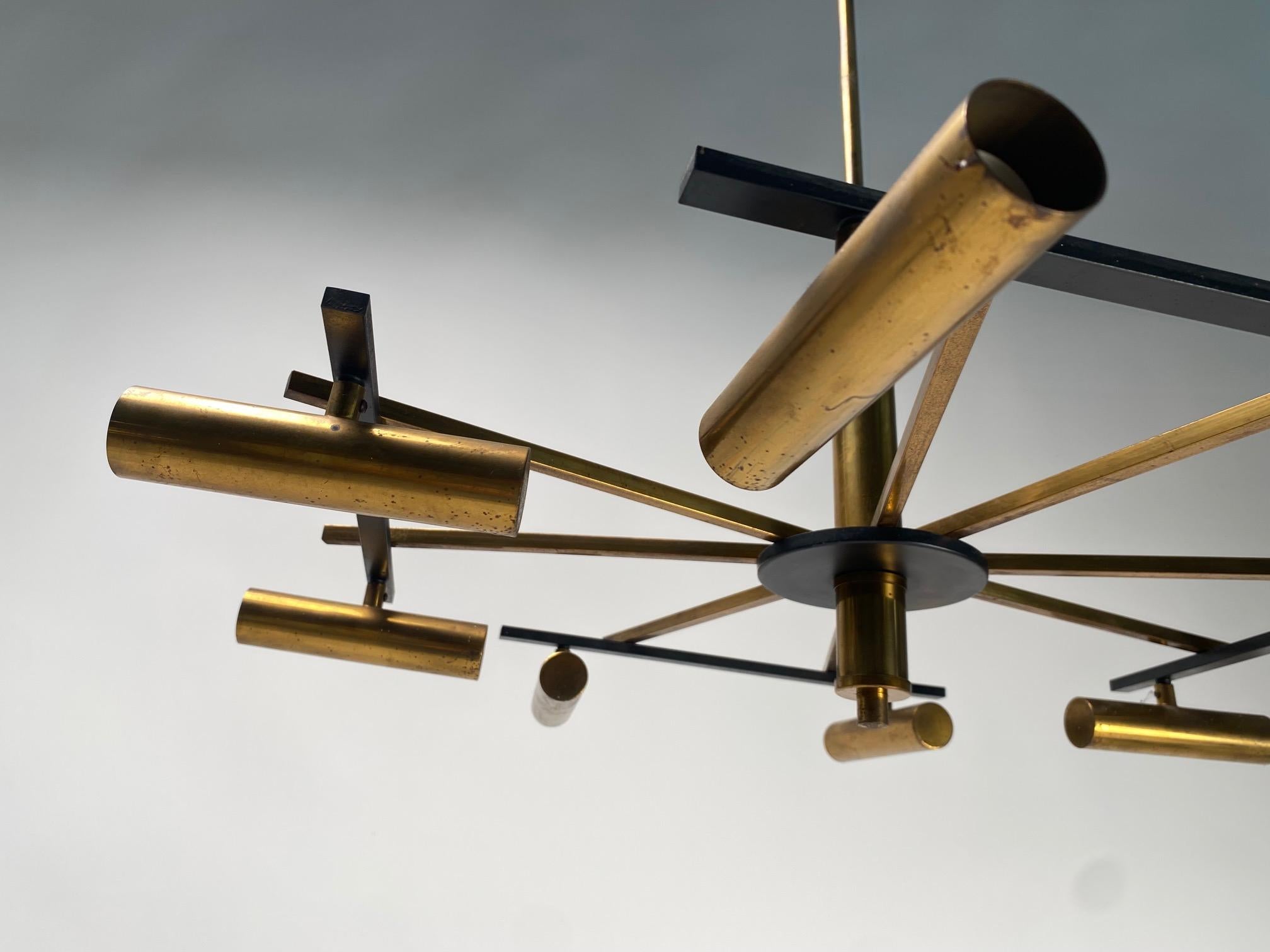 Mid-20th Century Mid-Century Stilnovo Ceiling Light, Brass, Metal,  Italy 1950 For Sale