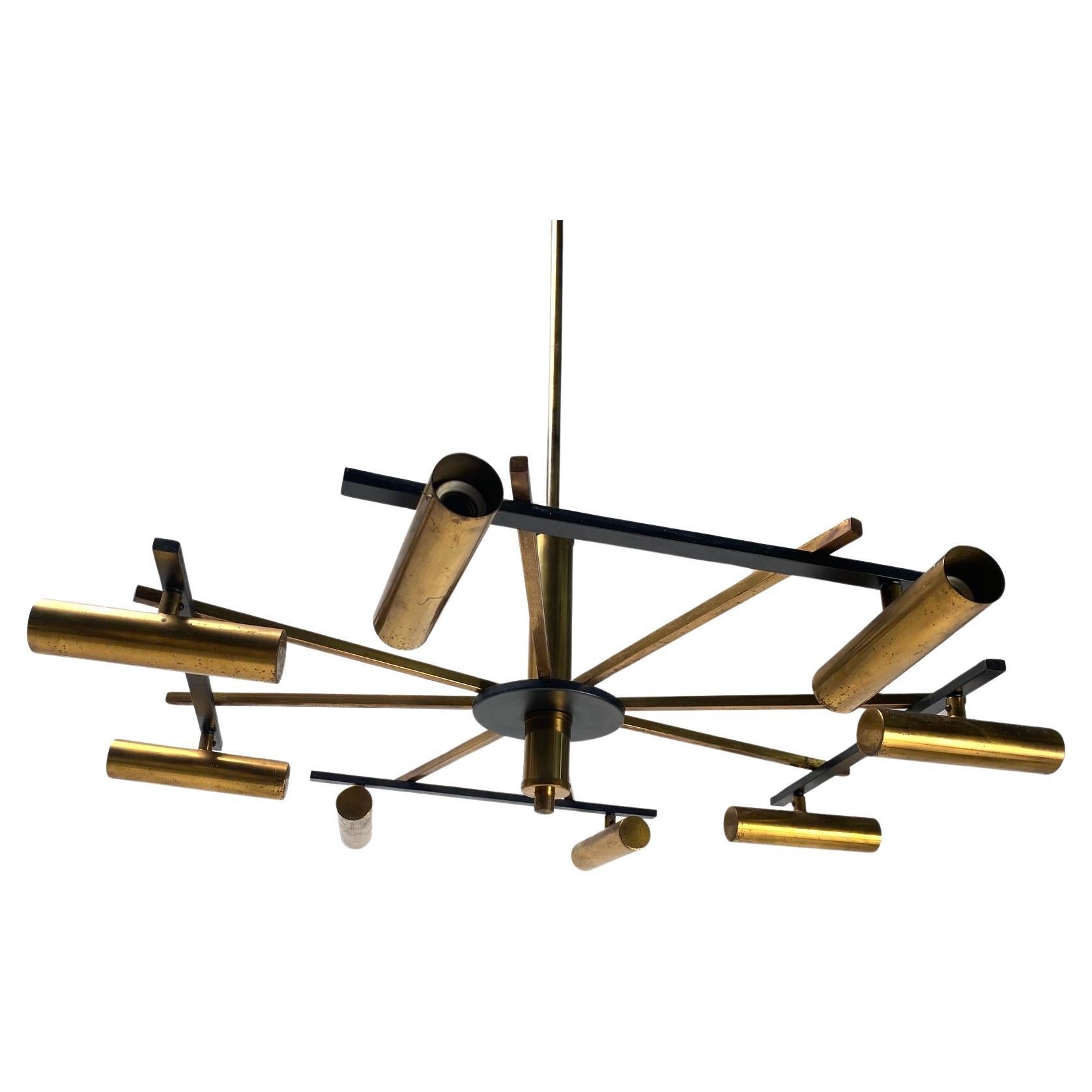Mid-Century Stilnovo Ceiling Light, Brass, Metal,  Italy 1950 For Sale