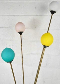 Mid-Century Stilnovo Inspired Italian Modern Floor Lamp w/ Colored Globes