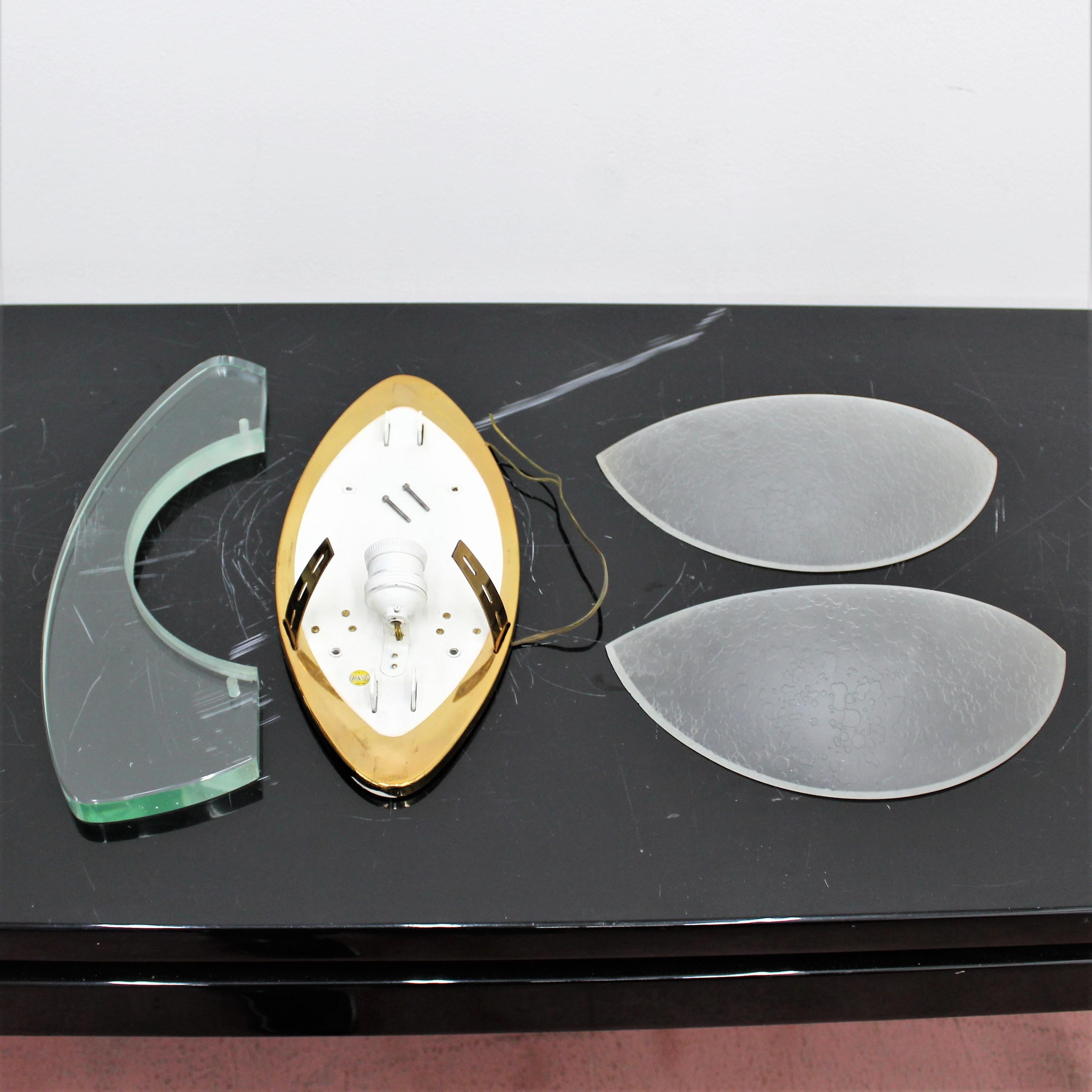 Midcentury Stilnovo Milano Mod. 2122 Crystal Metal and Glass Sconces 1950s Italy 10