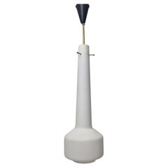 Mid Century Stilnovo Pendant in Milk Glass and Brass, Italy 1960's