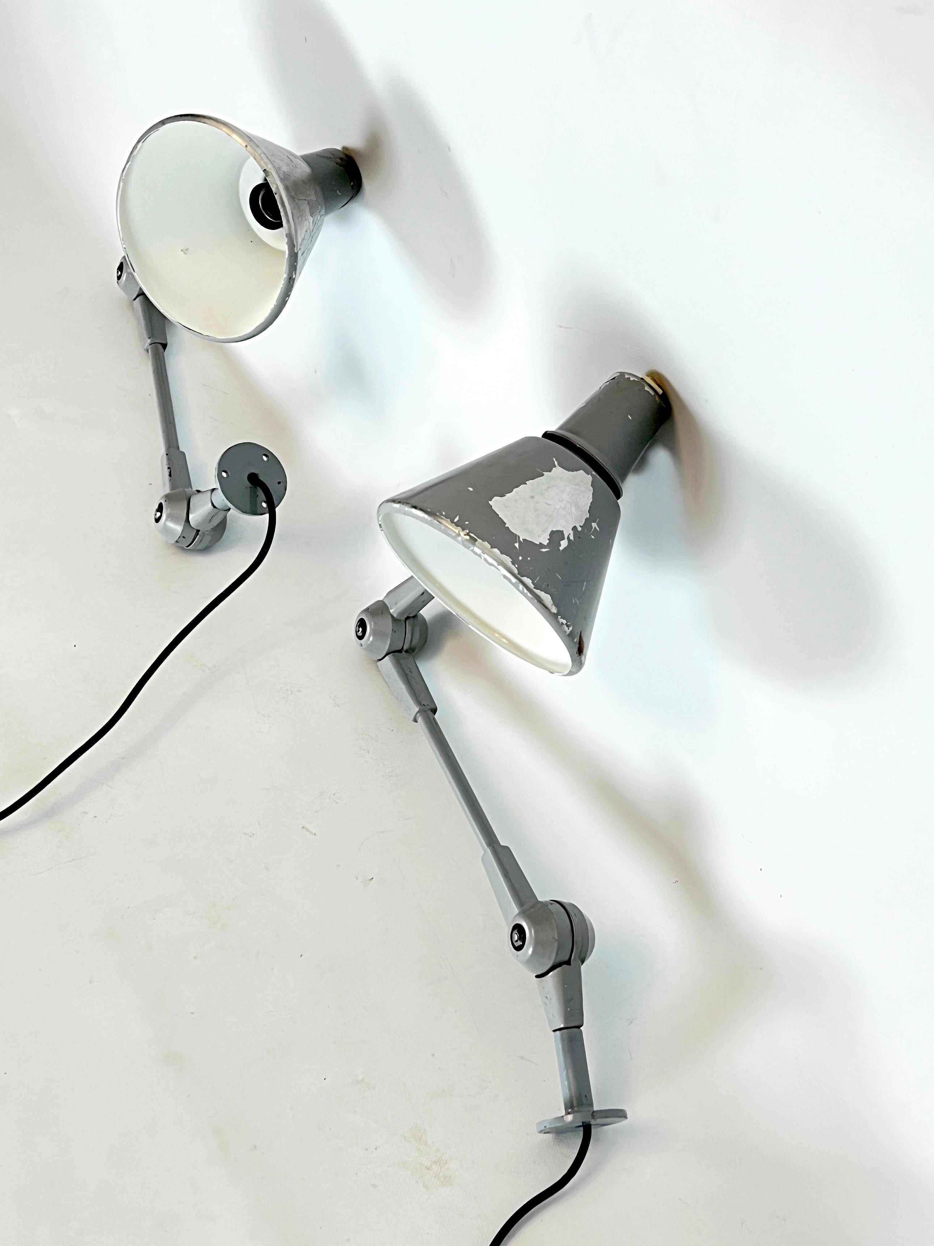 Mid-Century Stilnovo, set of two rare wall lamps in metal. Italy 1960s  For Sale 1