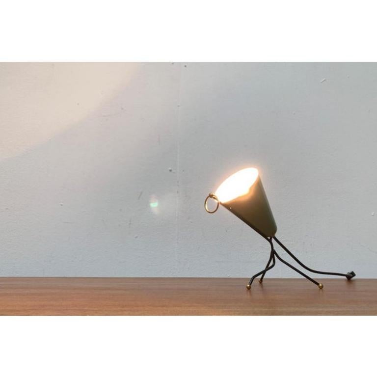 Metal Mid-Century Stilnovo Style Tripod Cone Table Lamp, 1960s For Sale