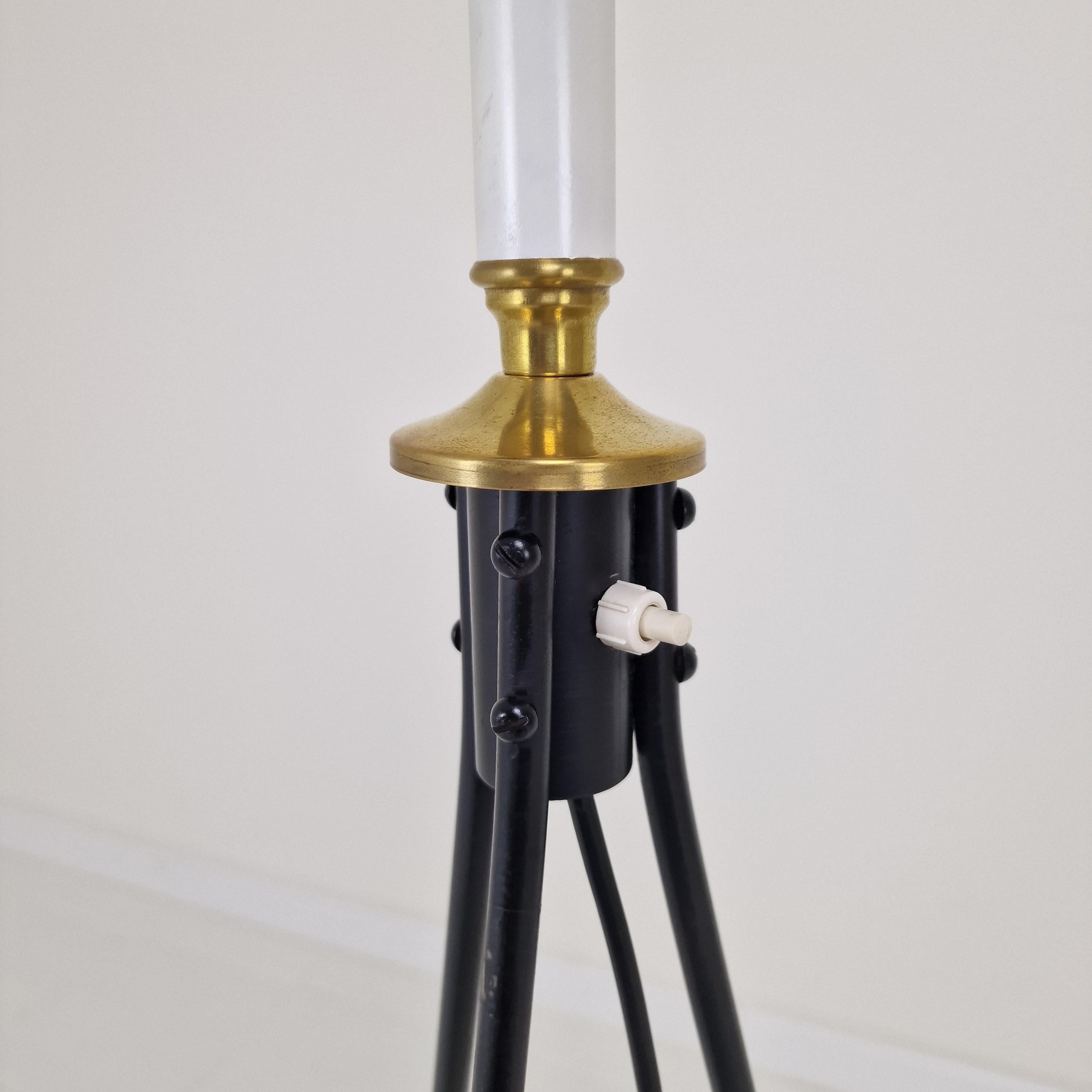 Mid Century Stilnovo Tripod Floor Lamp with Opaline Glass, Italy 1950's For Sale 6