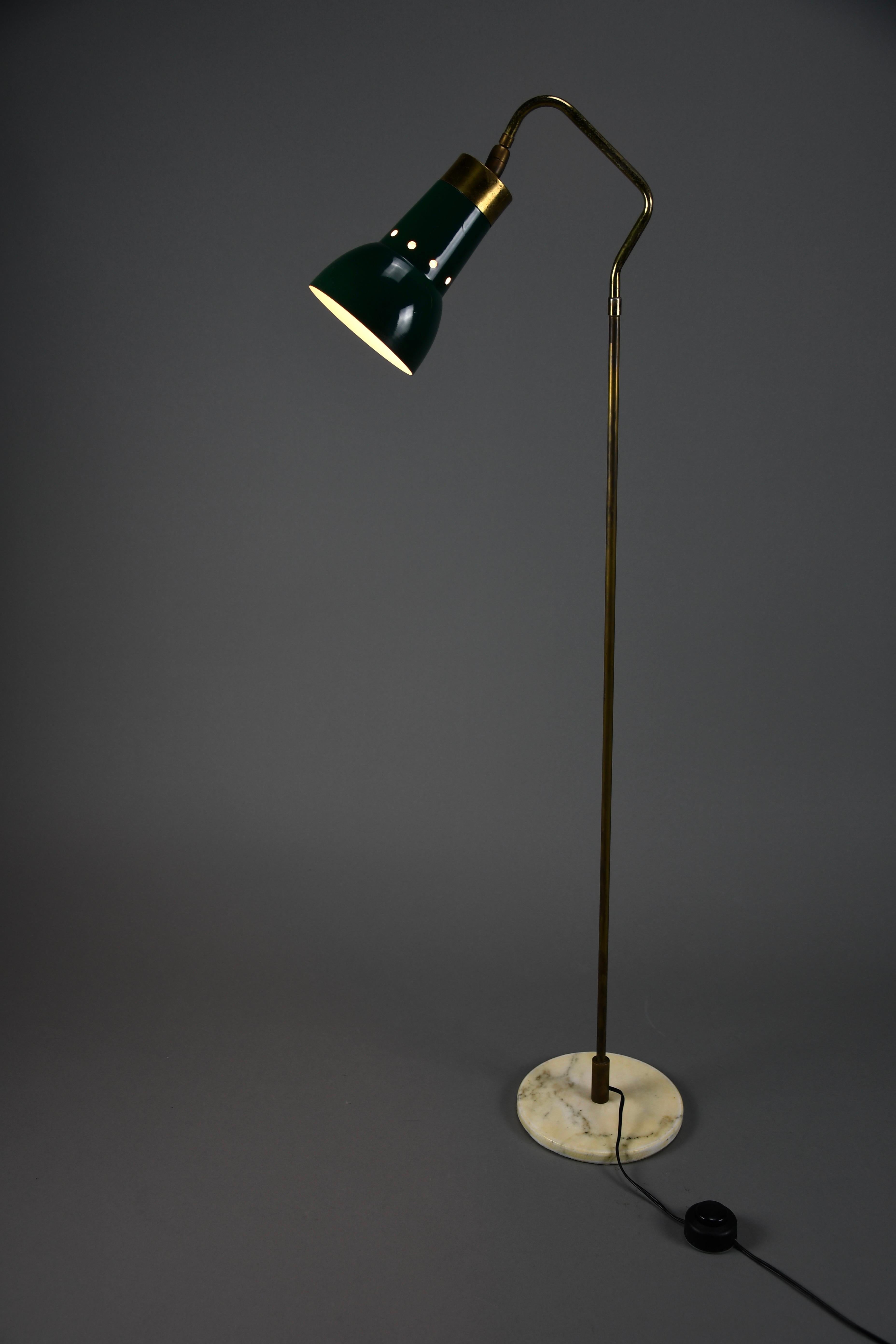 Lampada da terra Stilux Milano di metà secolo in ottone, metallo e marmo in vendita 6