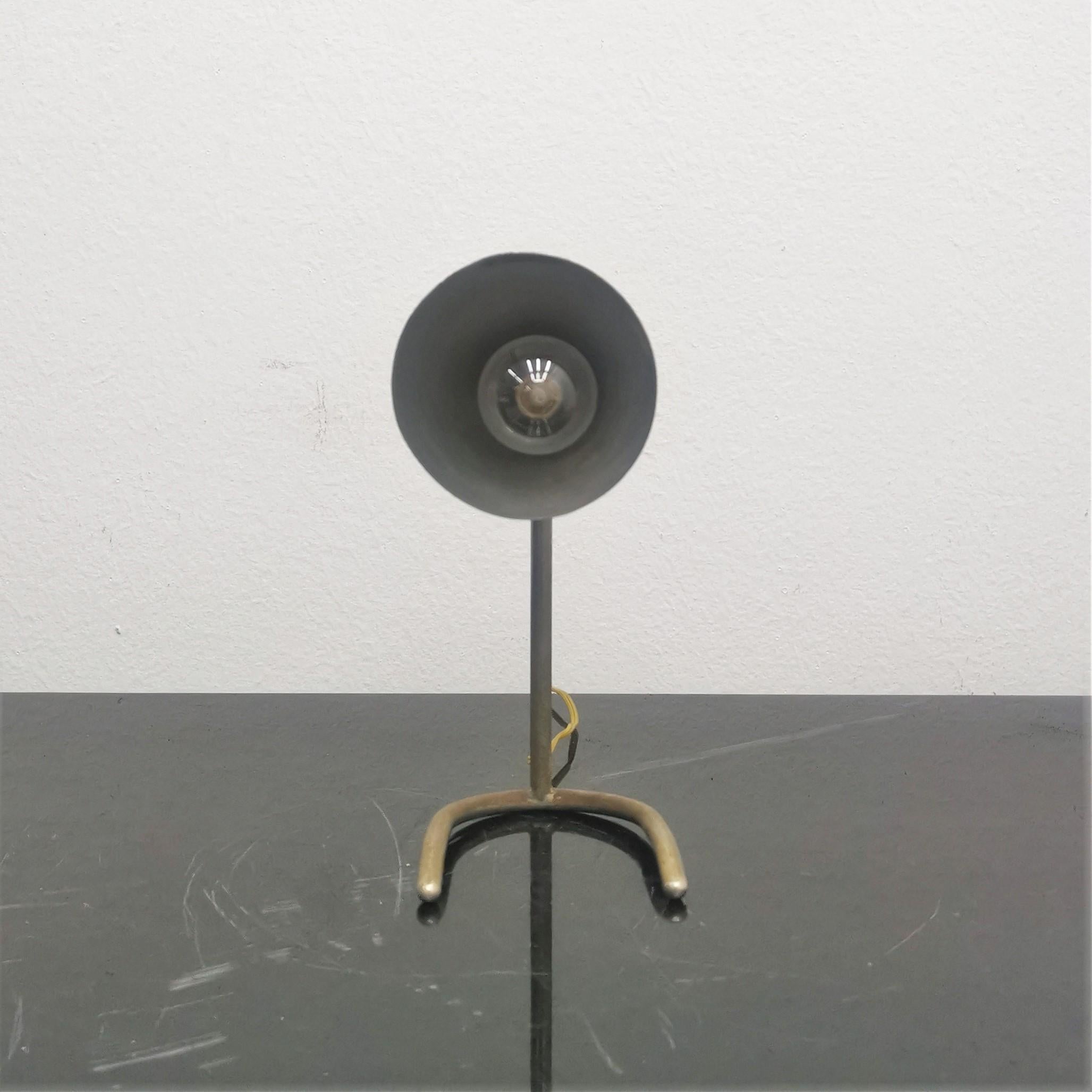 Mid-Century Stilux Milano Metal and Brass Table Lamp, Italy, 1950s 10