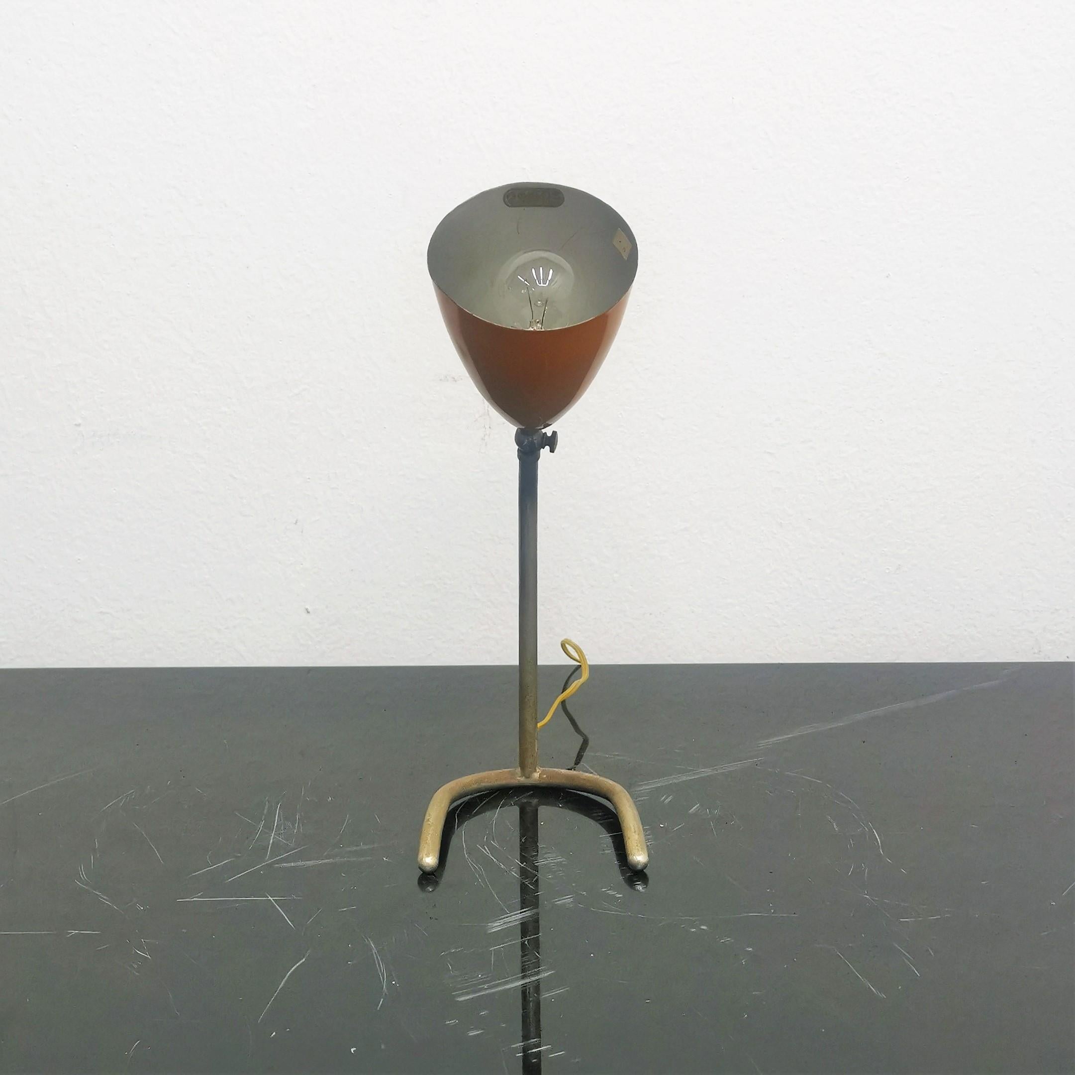 Mid-Century Stilux Milano Metal and Brass Table Lamp, Italy, 1950s 2