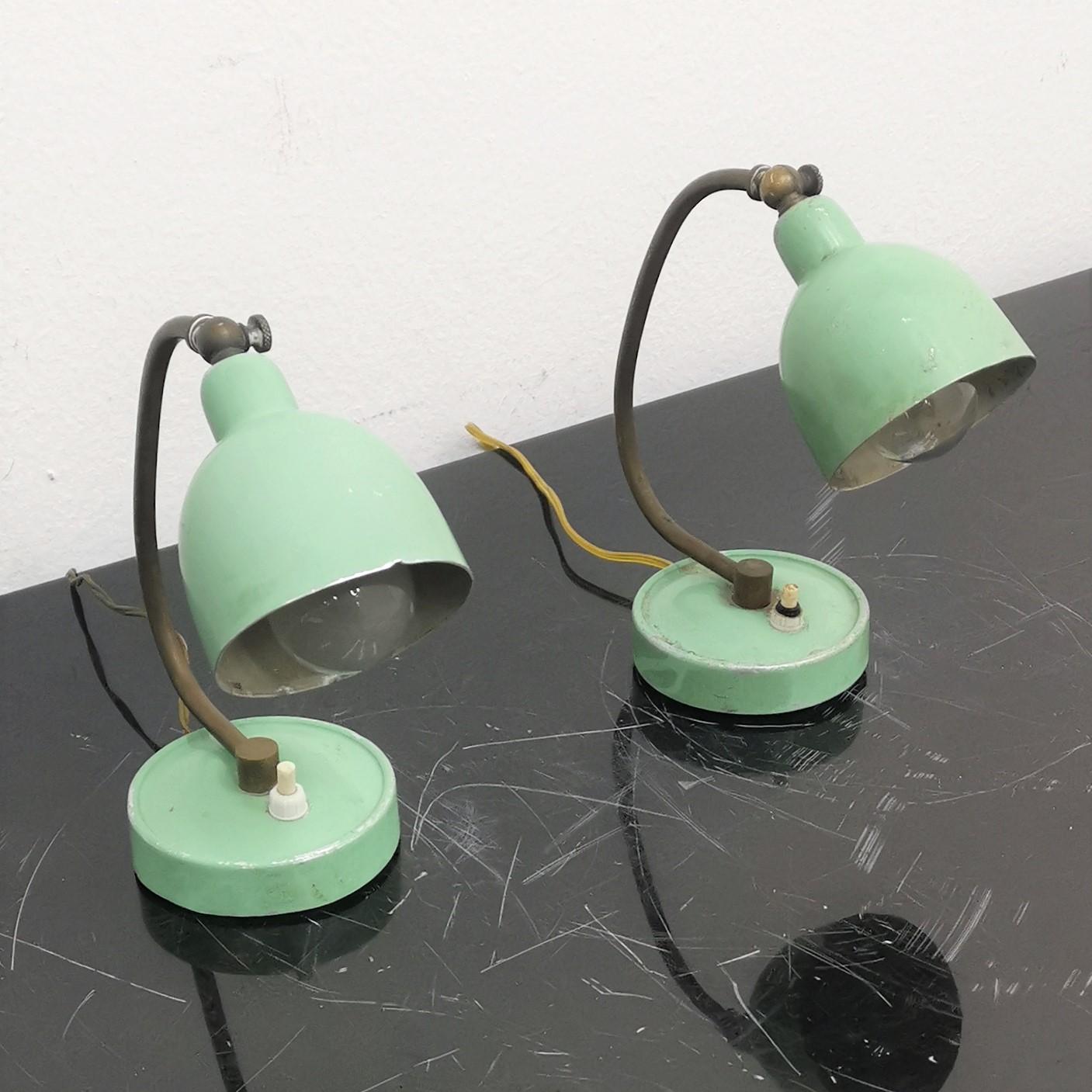 Mid-Century Stilux Milano Set of 2 Brass & Metal Table-Desk Lamp, 1950s, Italy For Sale 4