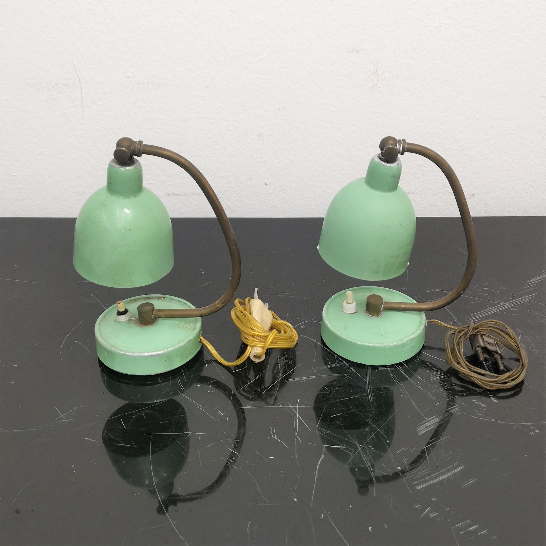 Mid-Century Stilux Milano Set of 2 Brass & Metal Table-Desk Lamp, 1950s, Italy For Sale 5