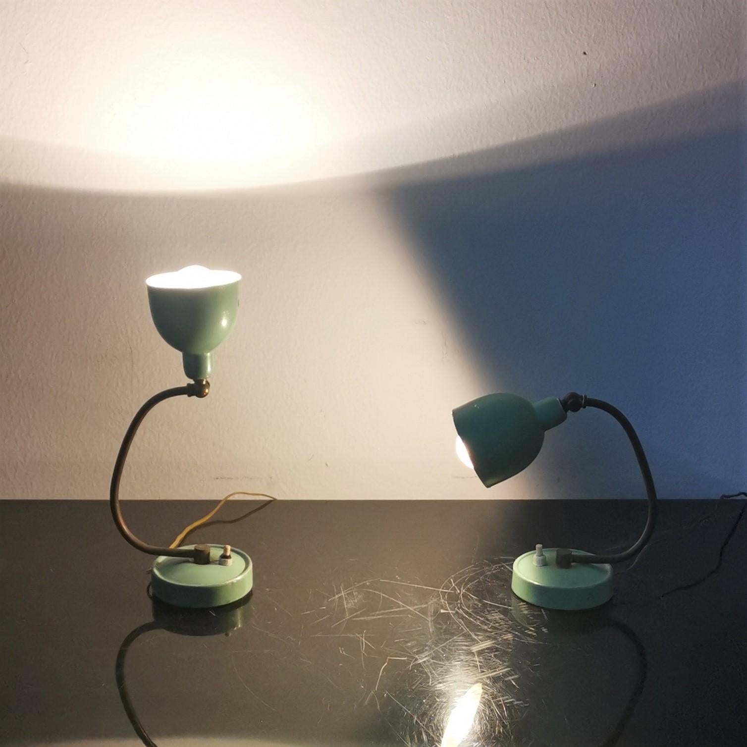 Lot de 2 lampes de table en laiton et métal Stilux Milano, années 1950, Italie Bon état - En vente à Palermo, IT