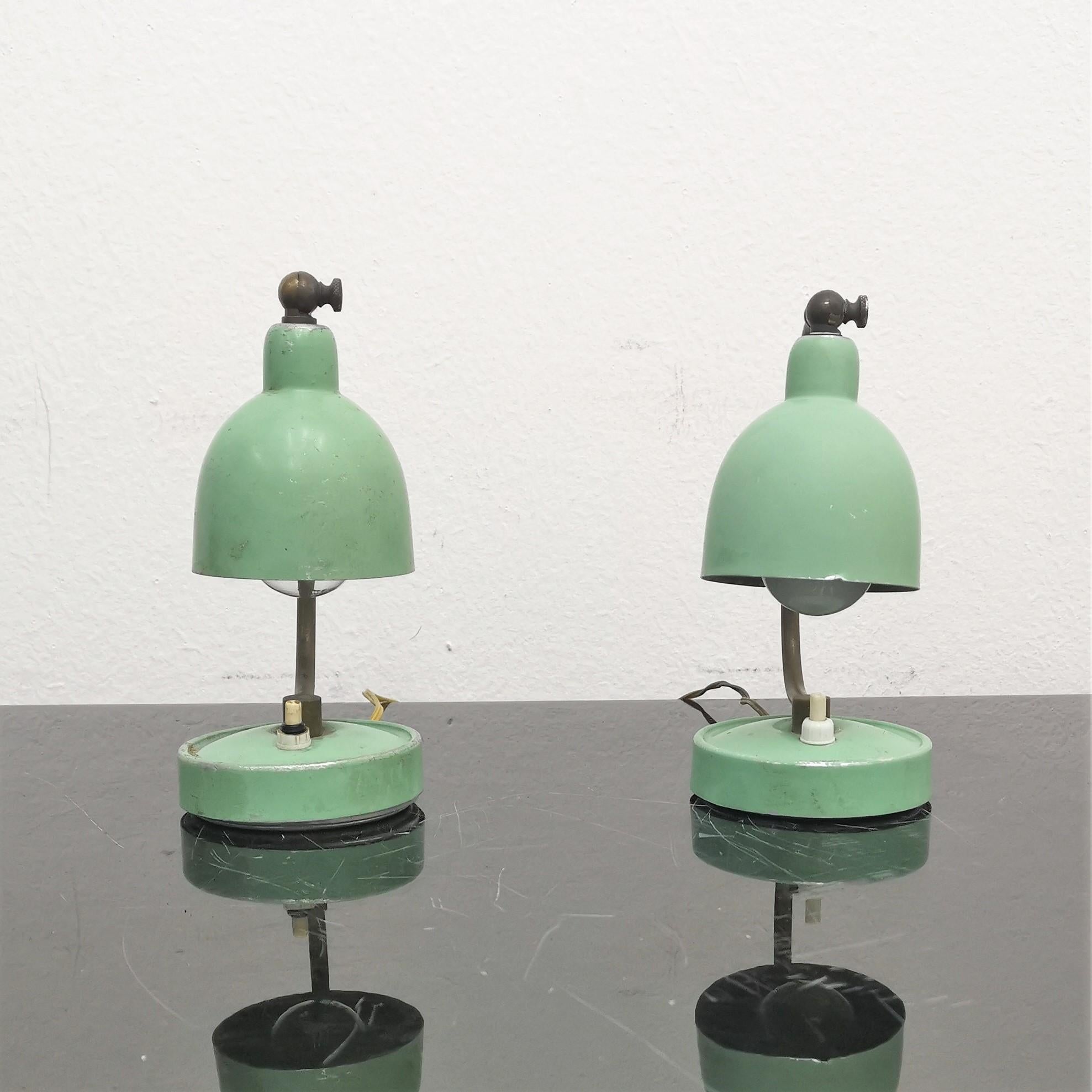 Mid-Century Stilux Milano Set of 2 Brass & Metal Table-Desk Lamp, 1950s, Italy For Sale 2