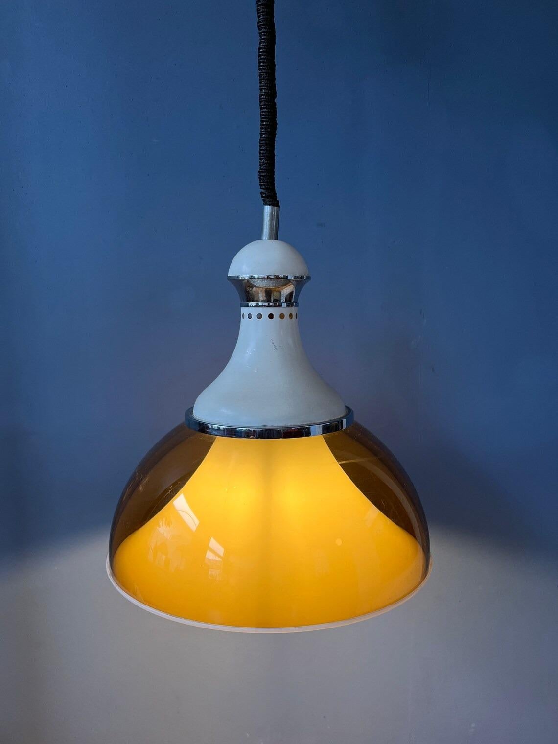 Metal Mid Century Stilux Milano Space Age Pendant Lamp, 1970s For Sale