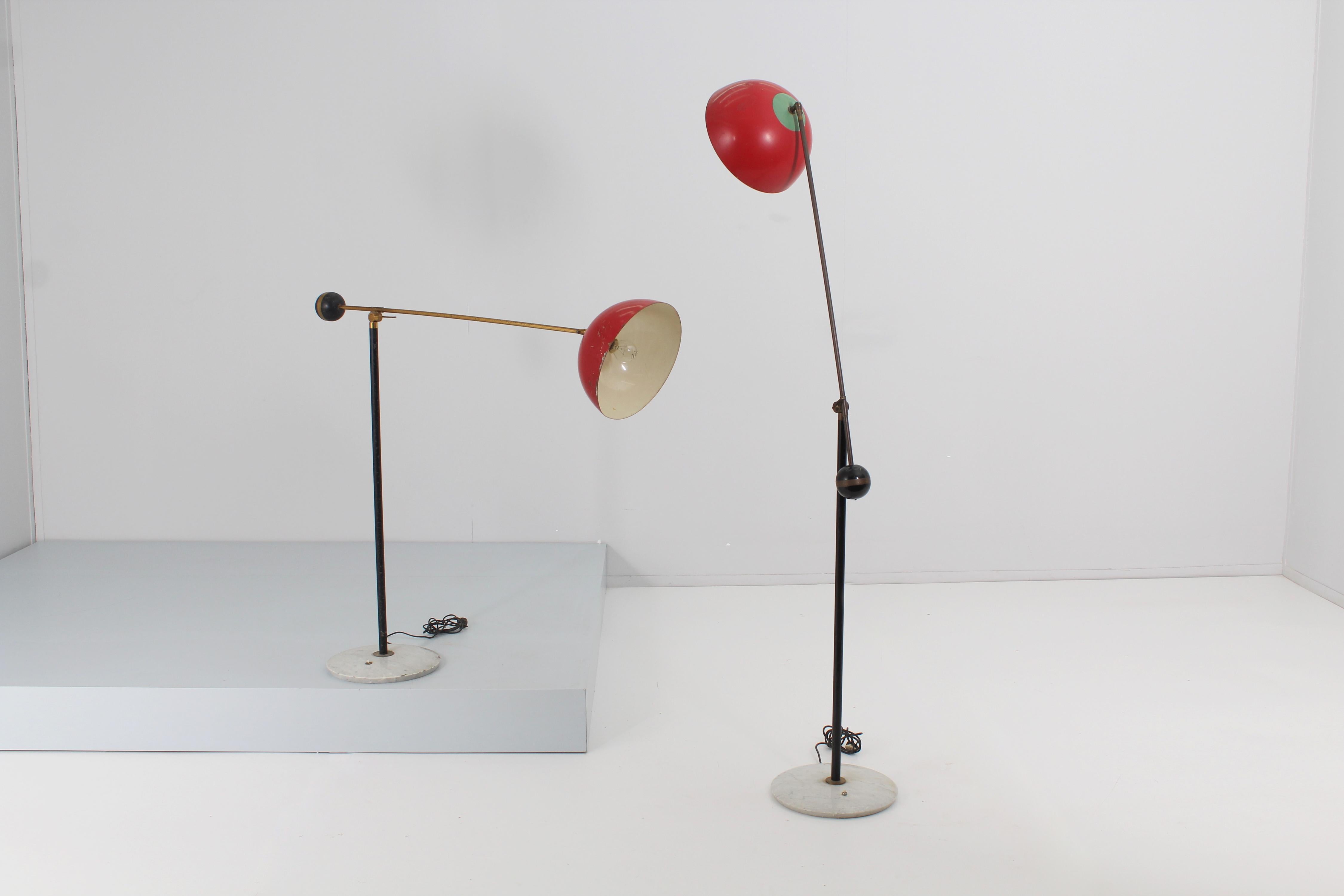 Modern Mid-Century Stilux Set of 2 Brass Floor Lamp, 50s, Italy
