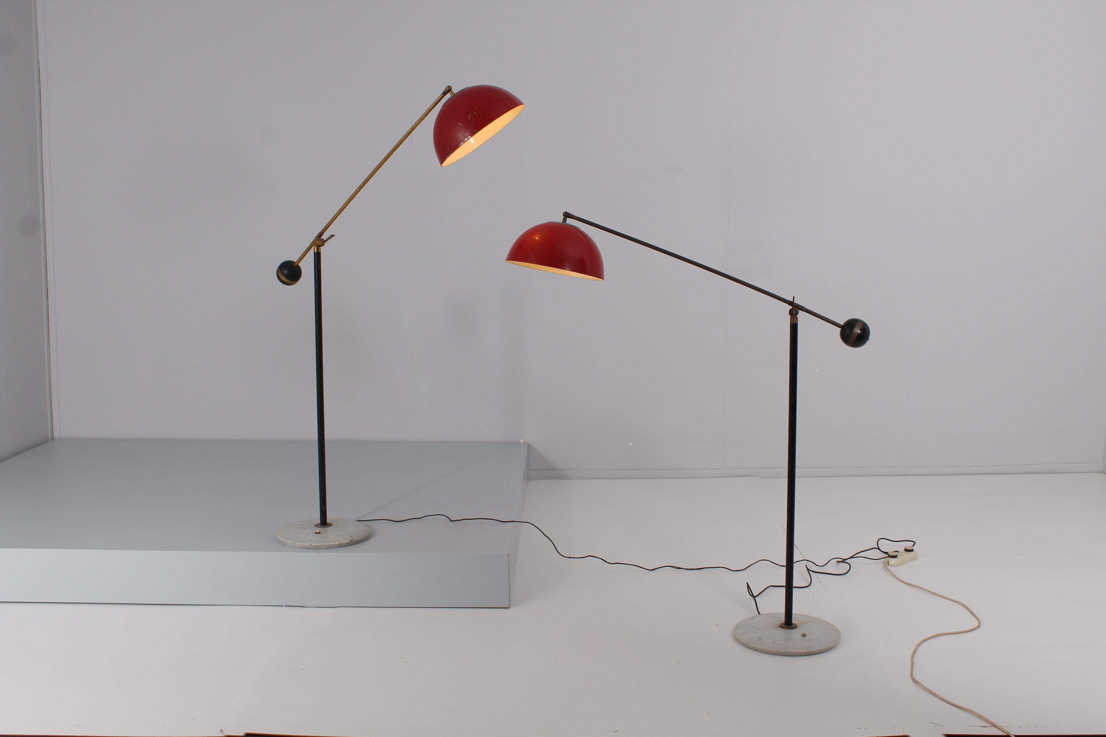 Italian Mid-Century Stilux Set of 2 Brass Floor Lamp, 50s, Italy