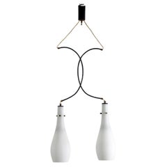 Mid-Century Stilux Style Suspension Lamp made of Glass and Metal 60s Italy