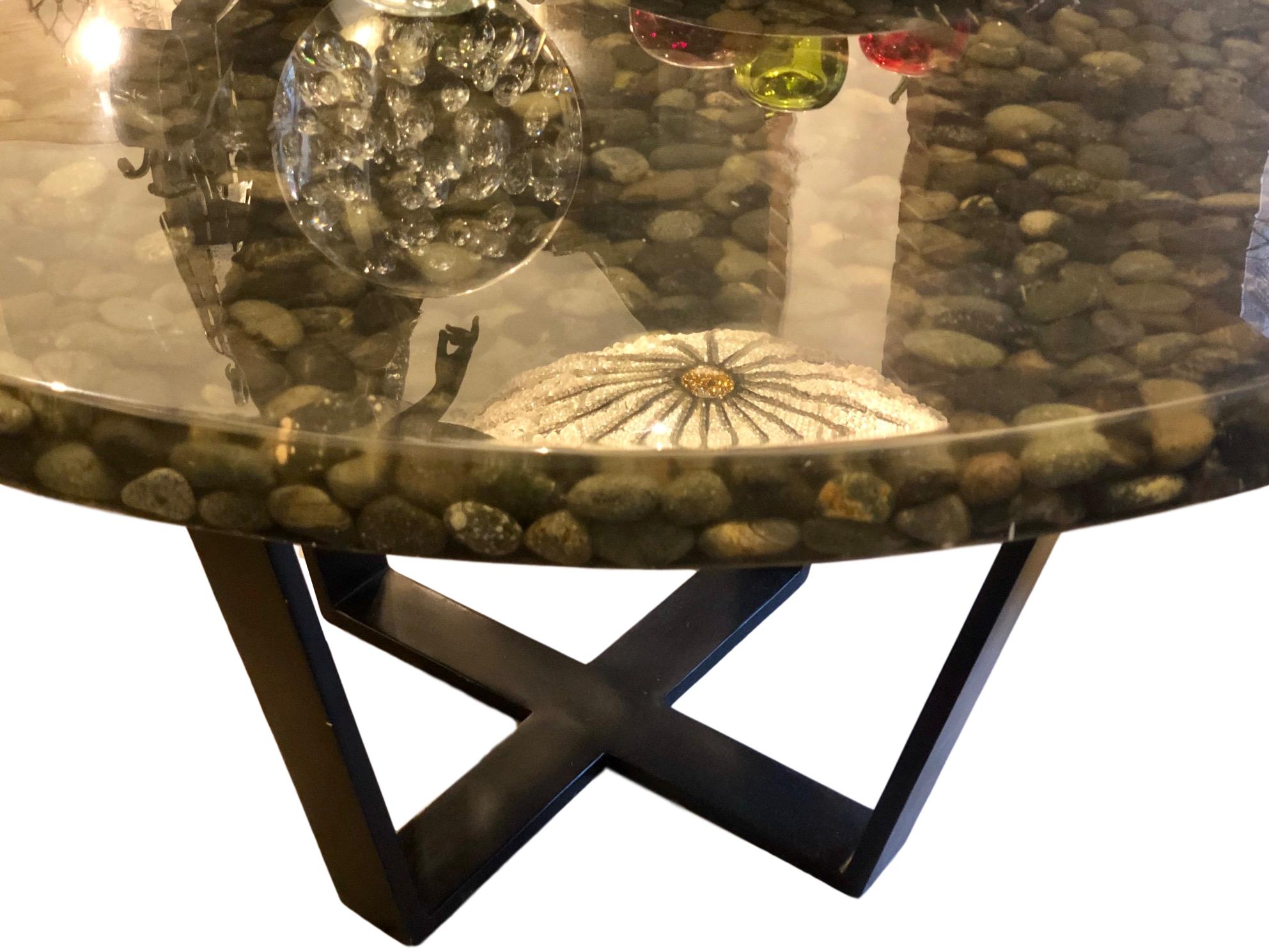 Midcentury Stone and Resin Dining Table In Good Condition For Sale In New York, NY