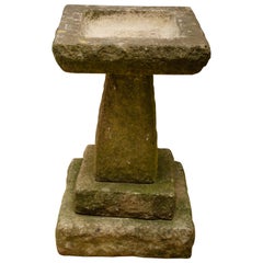 Vintage Midcentury Stone Bird Bath, England, circa 1940s