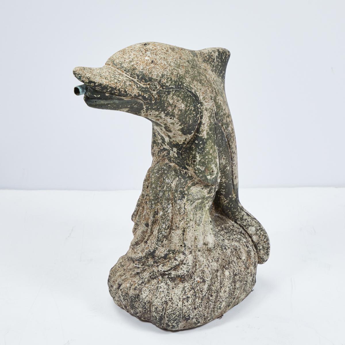 Midcentury stone dolphin fountain from England.