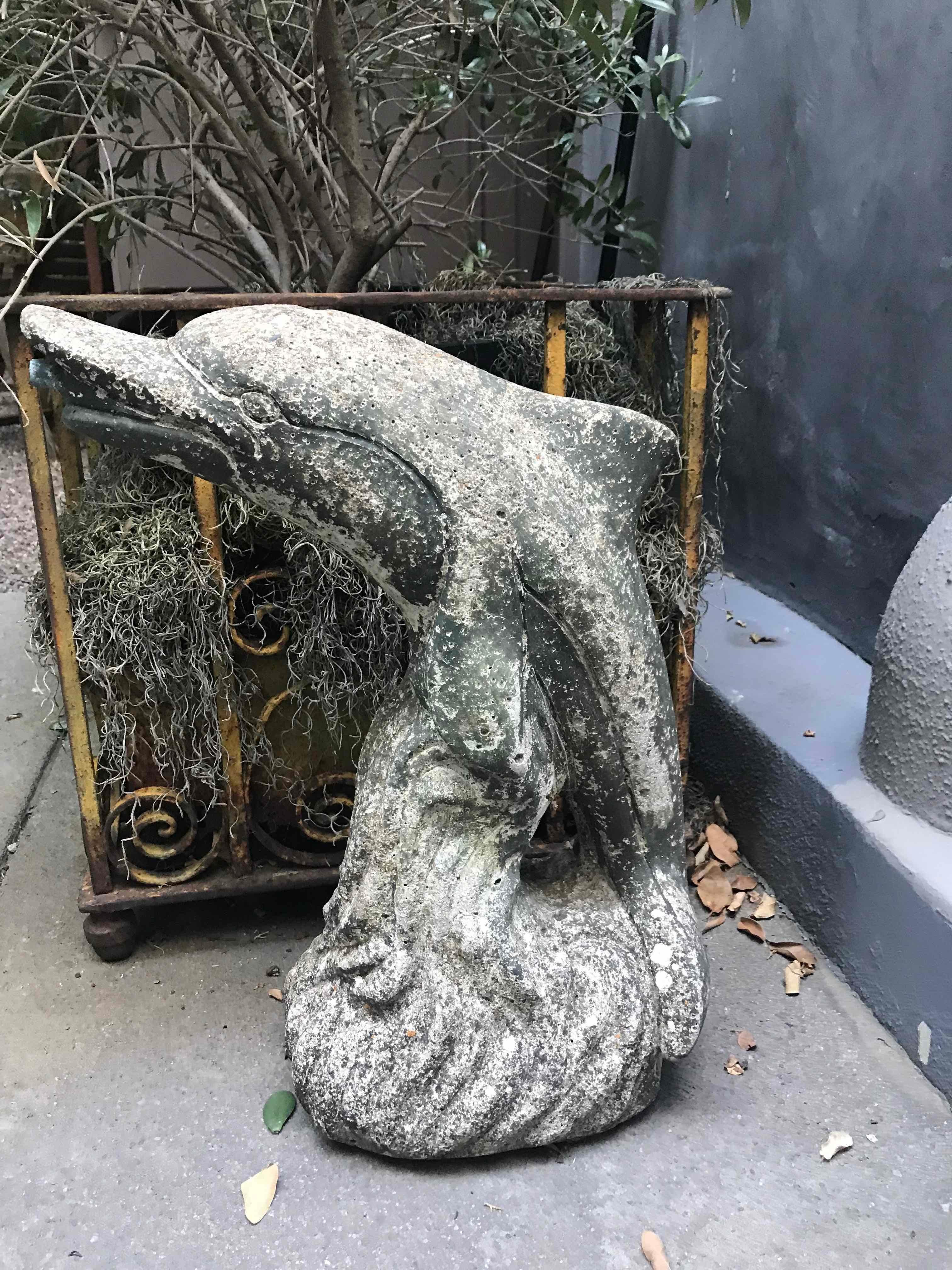Mid-Century Stone Dolphin Fountain from England In Good Condition In Los Angeles, CA