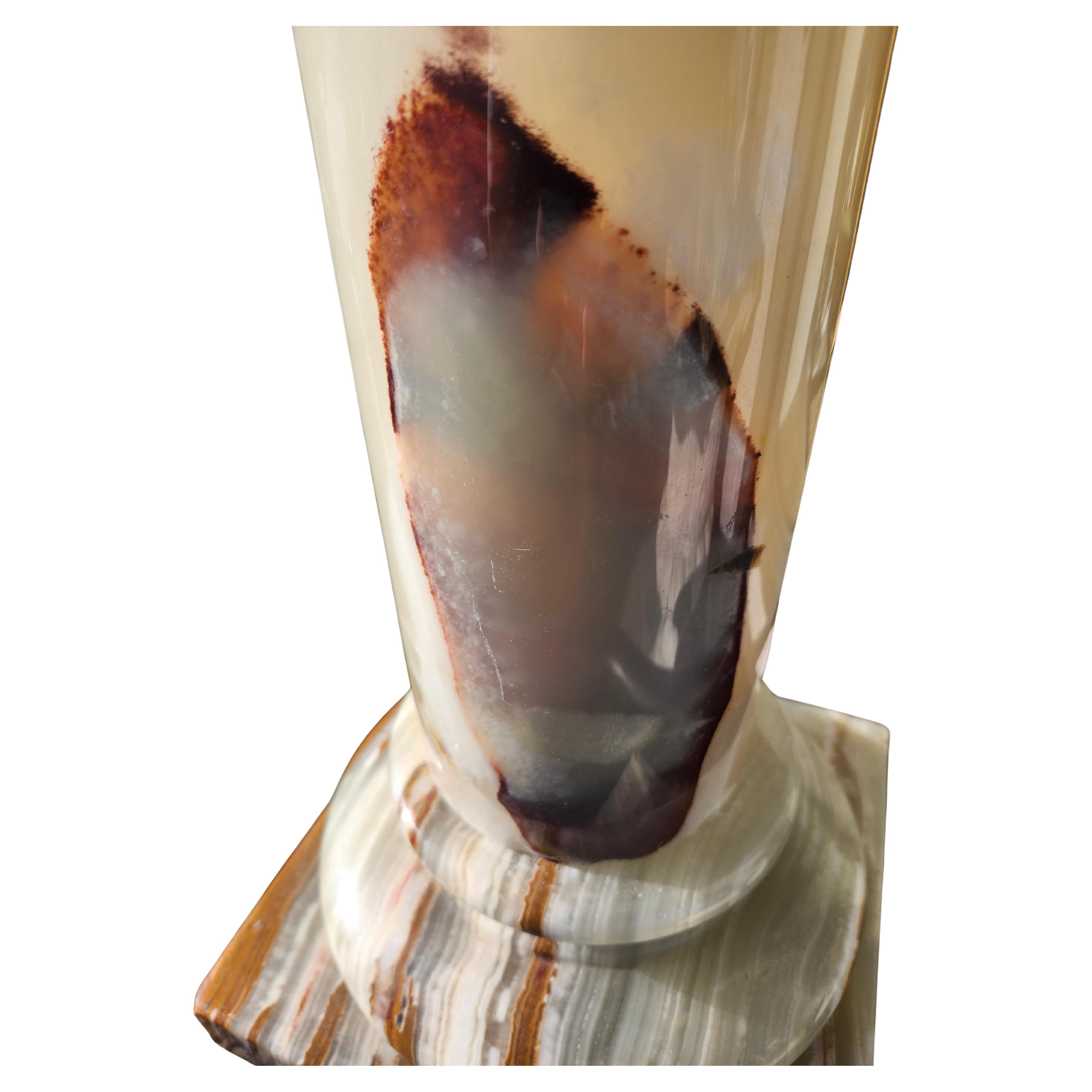 Classical Roman Mid Century Stone Onyx Pedestal For Sale