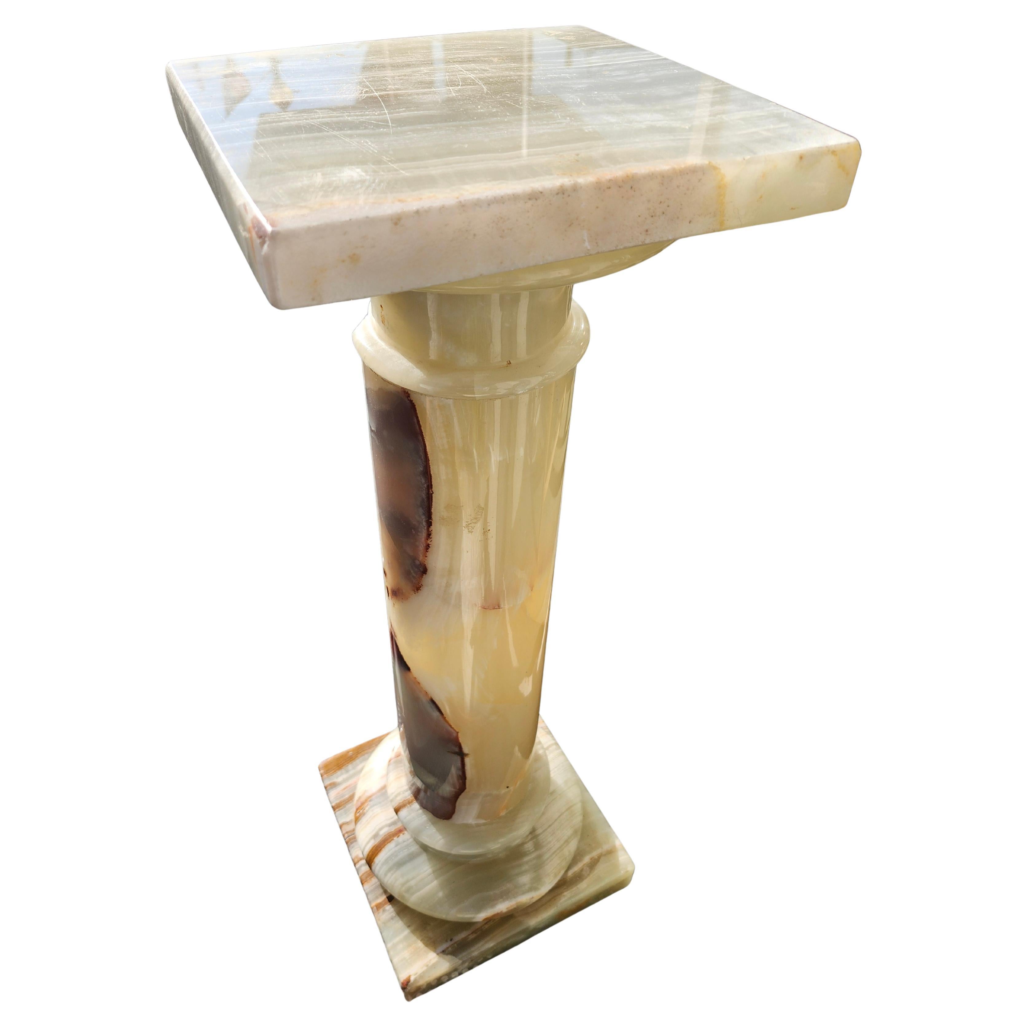 Hand-Crafted Mid Century Stone Onyx Pedestal For Sale