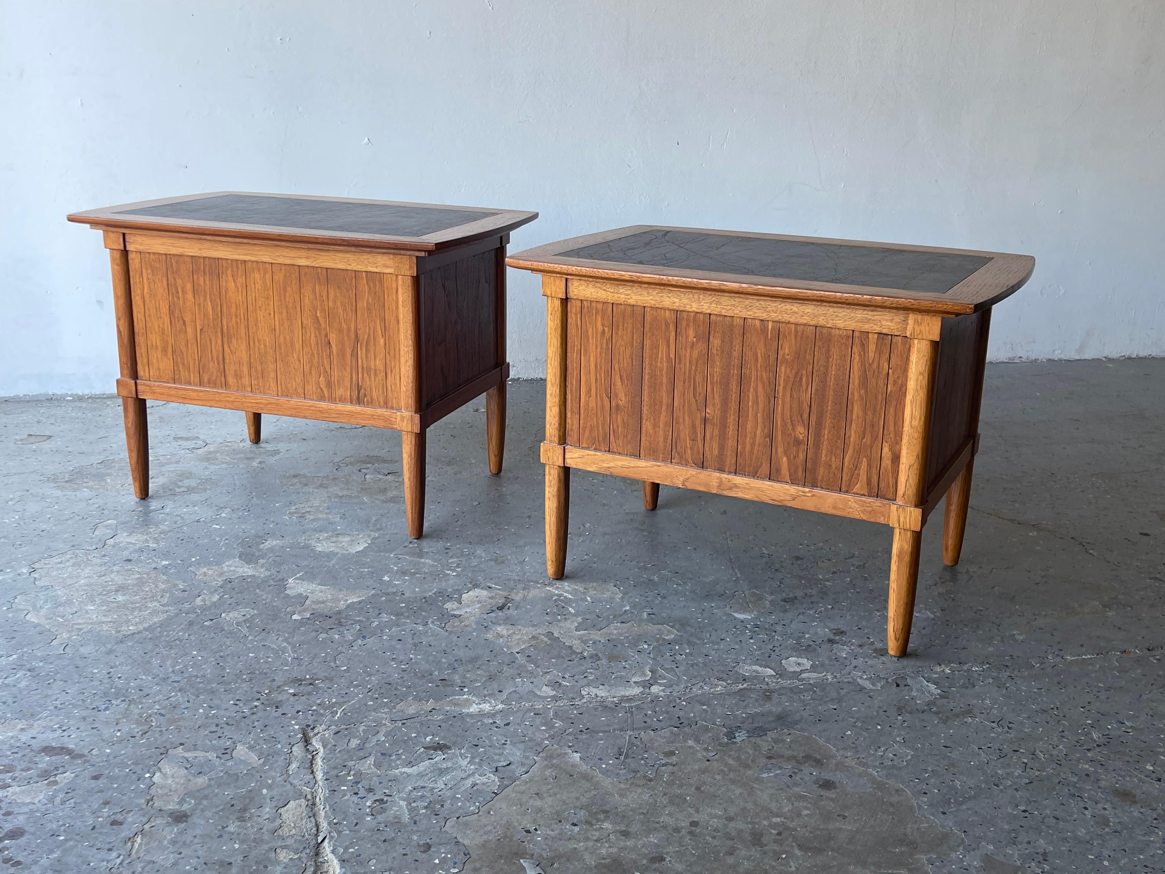 Mid Century Stone Topped Sophisticate line by Tomlinson End Tables - Nightstands In Good Condition In Las Vegas, NV