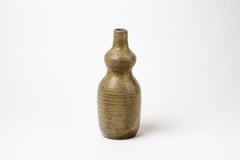 Keramikvase aus Steingut aus der Mitte des Jahrhunderts, La Borne, um 1970, graue Keramikglasur