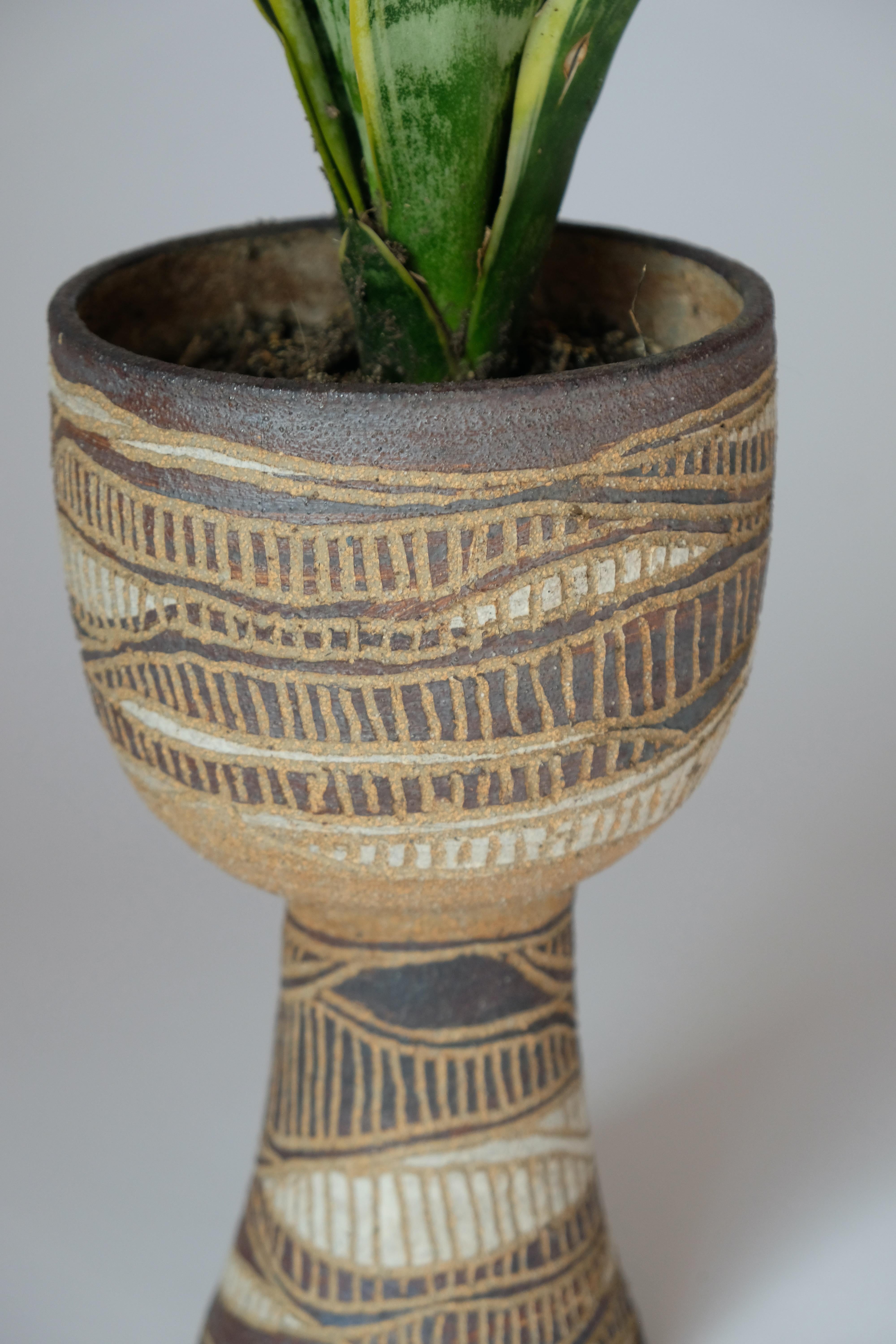 Mid-Century Modern Mid Century Stoneware Chalice Planter For Sale