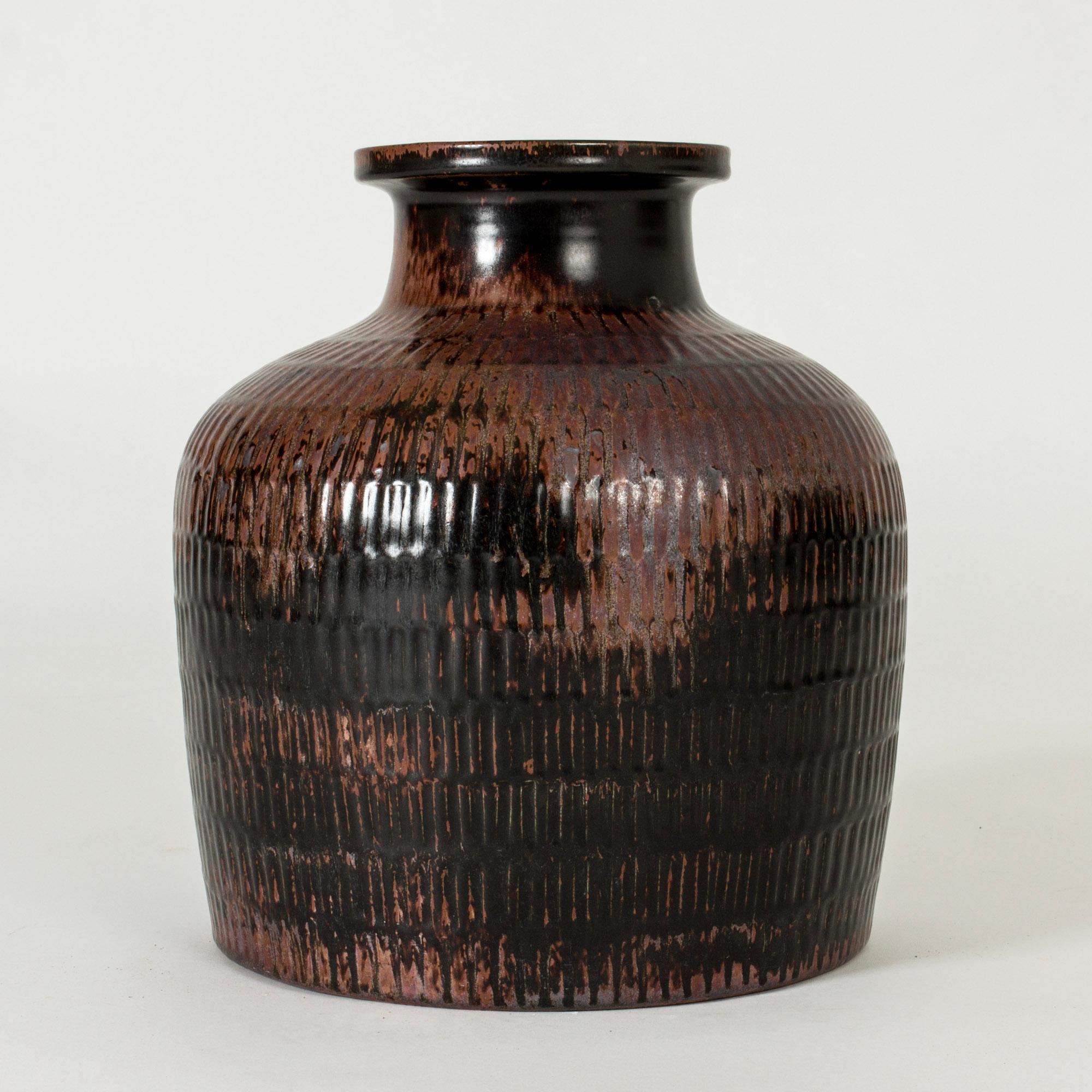 Swedish Mid-Century Stoneware Floor Vase by Stig Lindberg, Gustavsberg, Sweden, 1960s For Sale