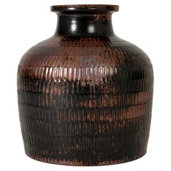 Vase de sol en grès du milieu du siècle dernier de Stig Lindberg, Gustavsberg, Suède, années 1960