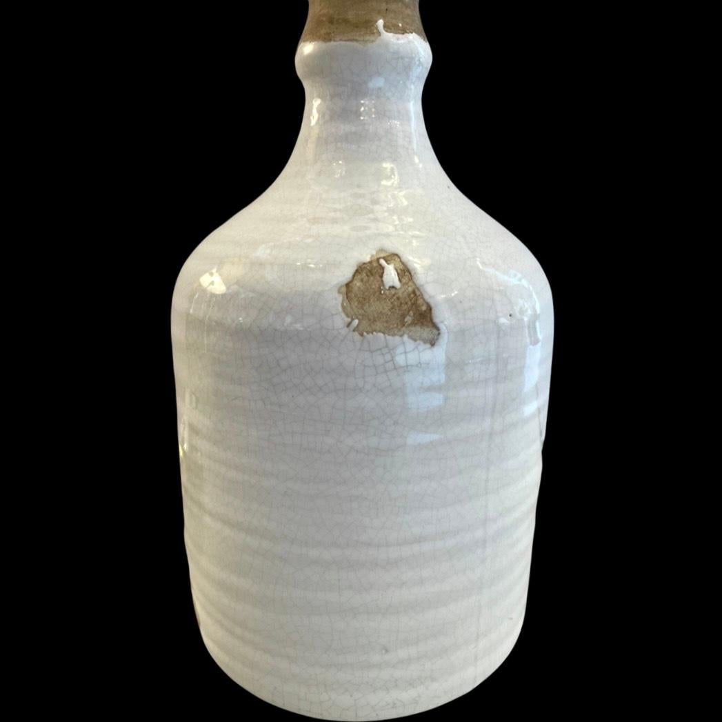 19th Century Mid Century Stoneware Glazed Ceramic Vinegar Jar Table Lamps. For Sale