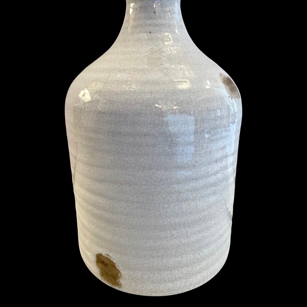 Mid Century Stoneware Glazed Ceramic Vinegar Jar Table Lamps. For Sale 2