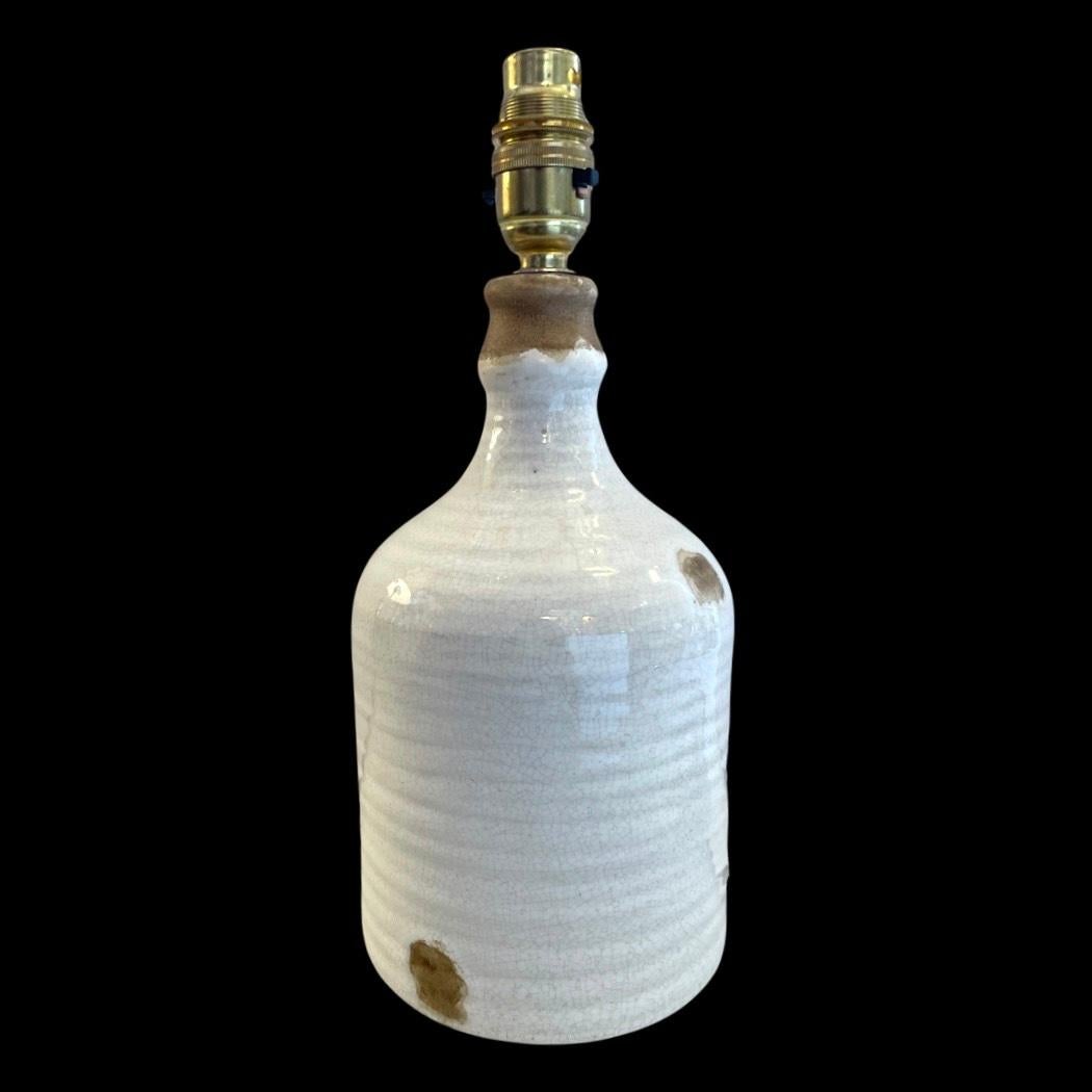 Mid Century Stoneware Glazed Ceramic Vinegar Jar Table Lamps. For Sale 3