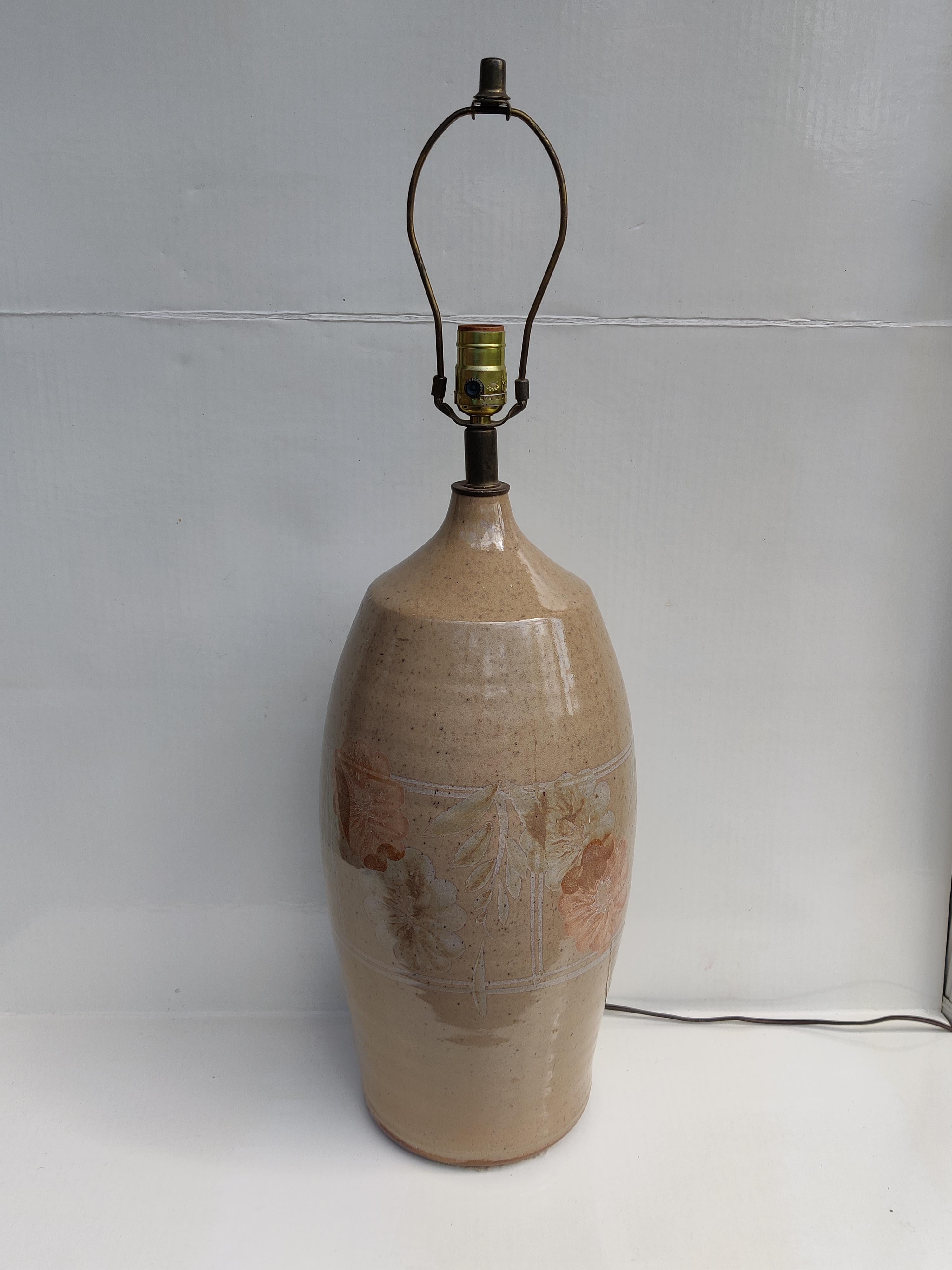 American Mid Century Stoneware Lamp For Sale