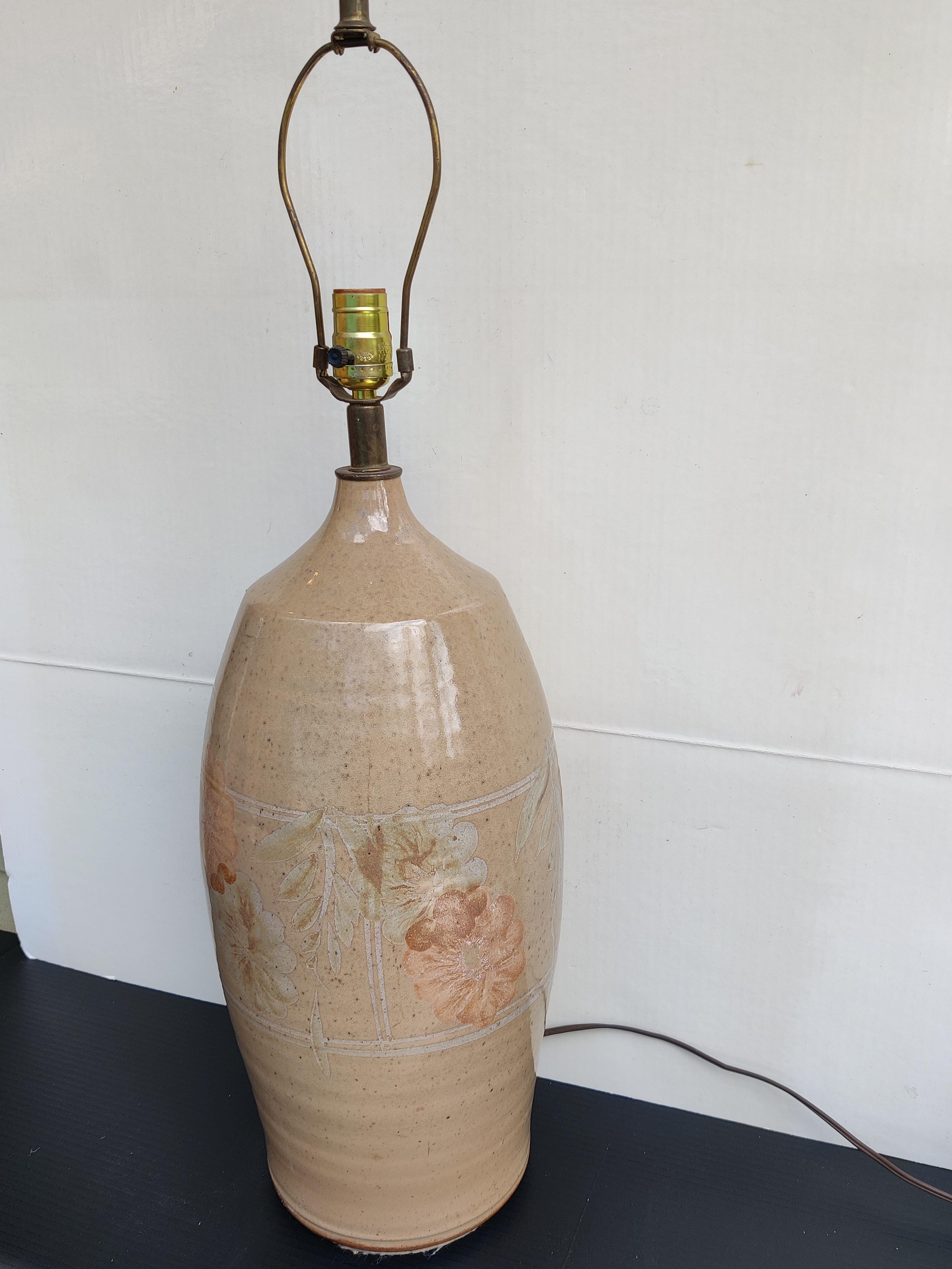 Mid Century Stoneware Lamp In Good Condition For Sale In Cincinnati, OH