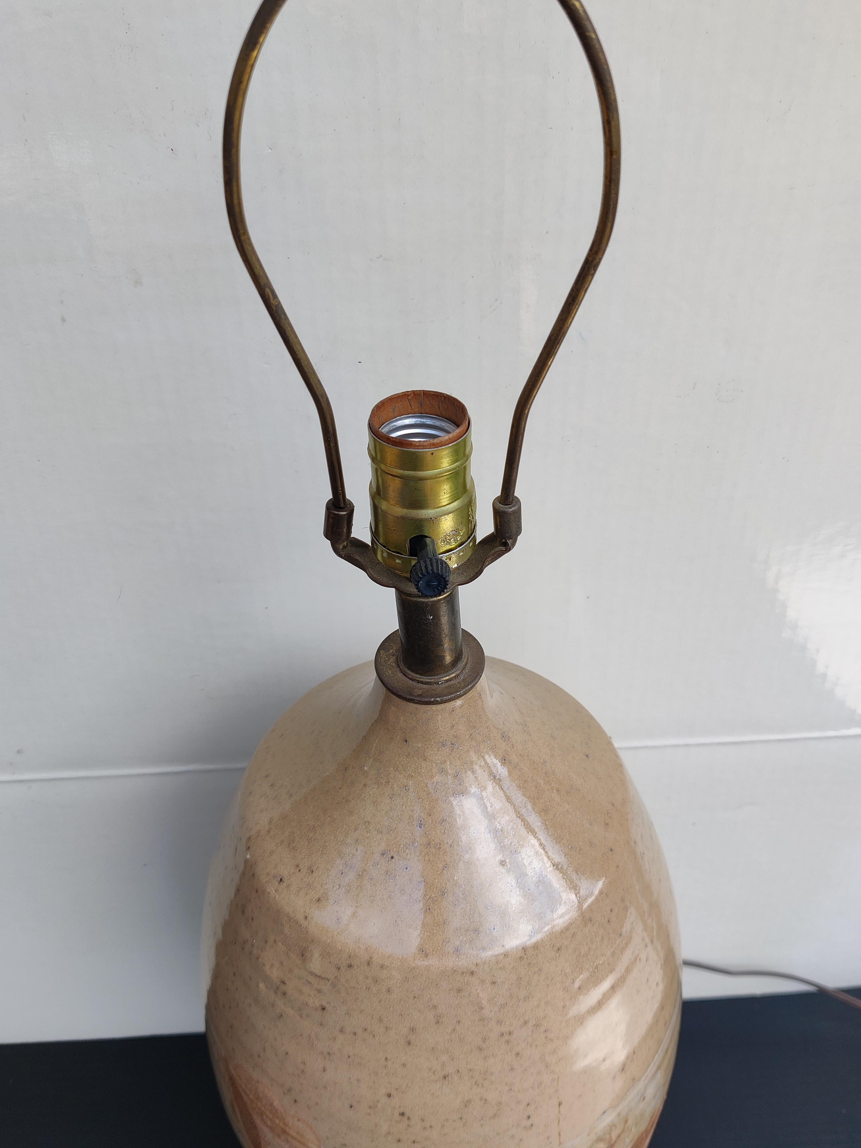 Mid Century Stoneware Lamp For Sale 1