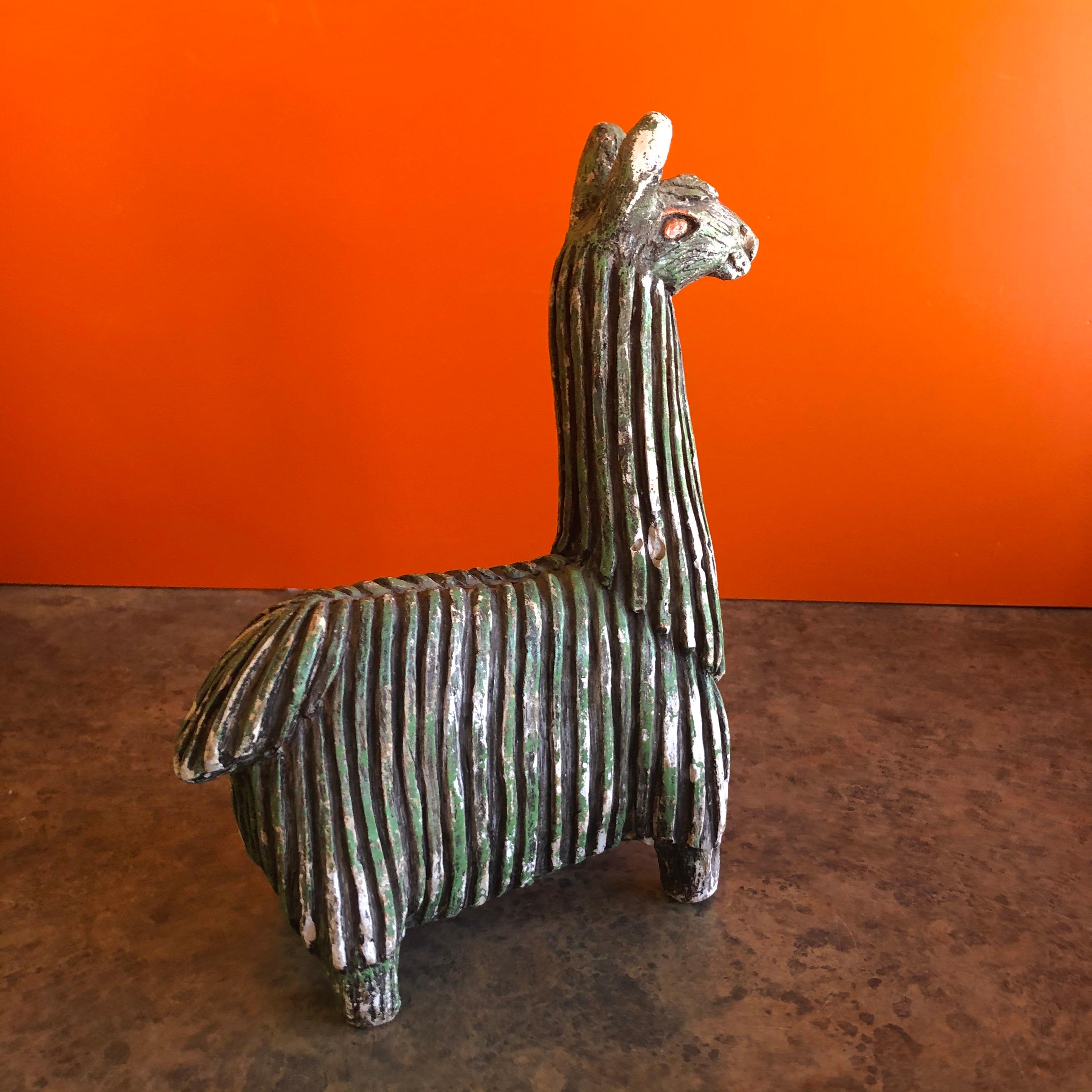 American Midcentury Stoneware Llama by Fabbri Art Company