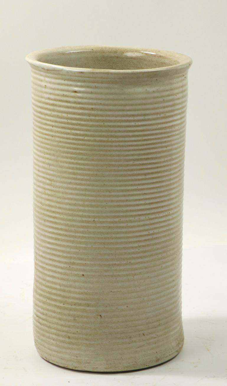 Mid Century Stoneware Pottery Umbrella Cane Stand In Excellent Condition In New York, NY