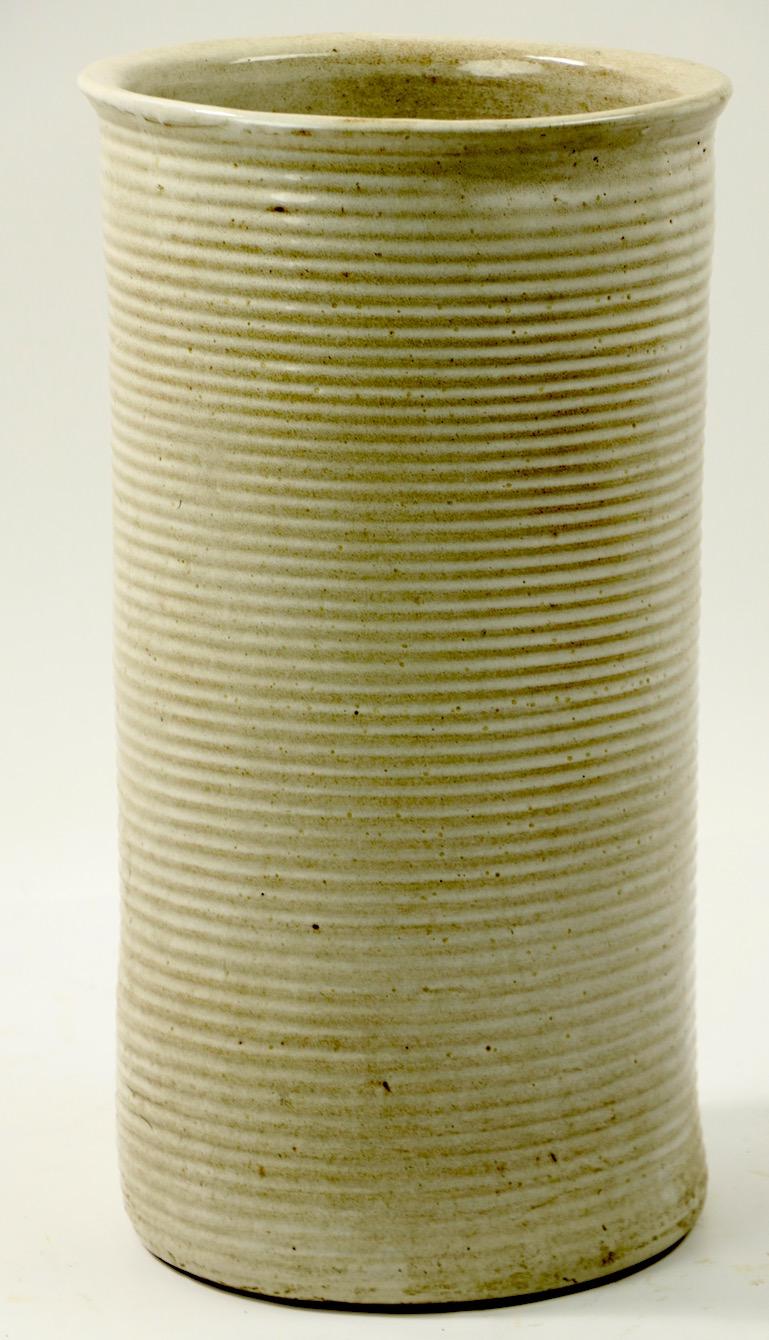 Mid Century Stoneware Pottery Umbrella Cane Stand 1